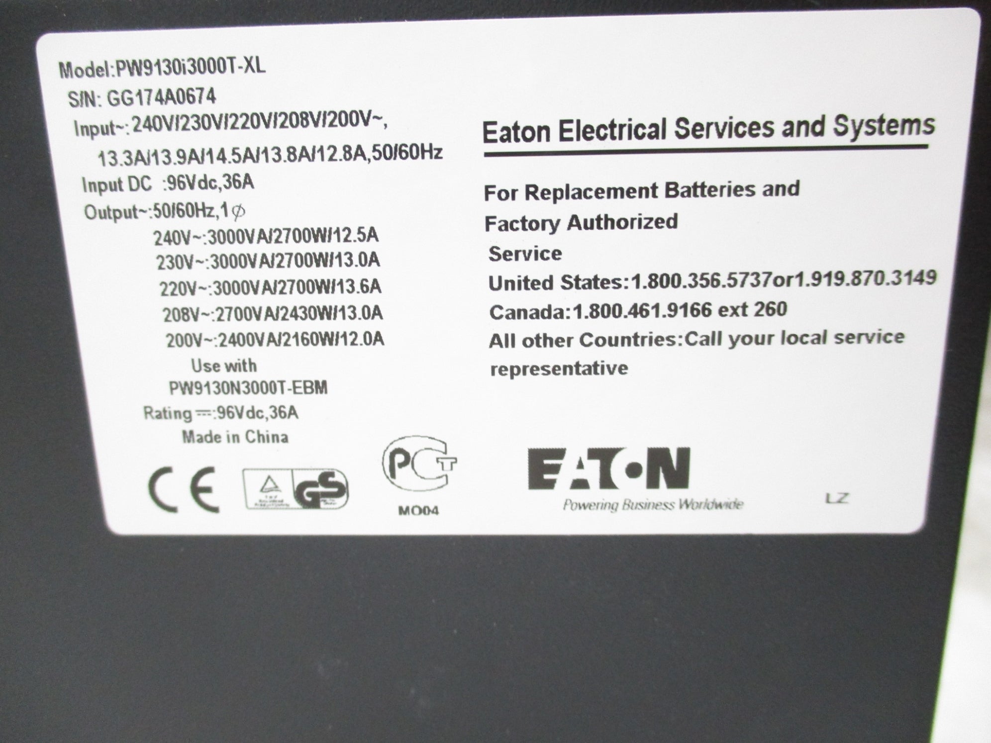 EATON PW9130I3000T-XL NSMP
