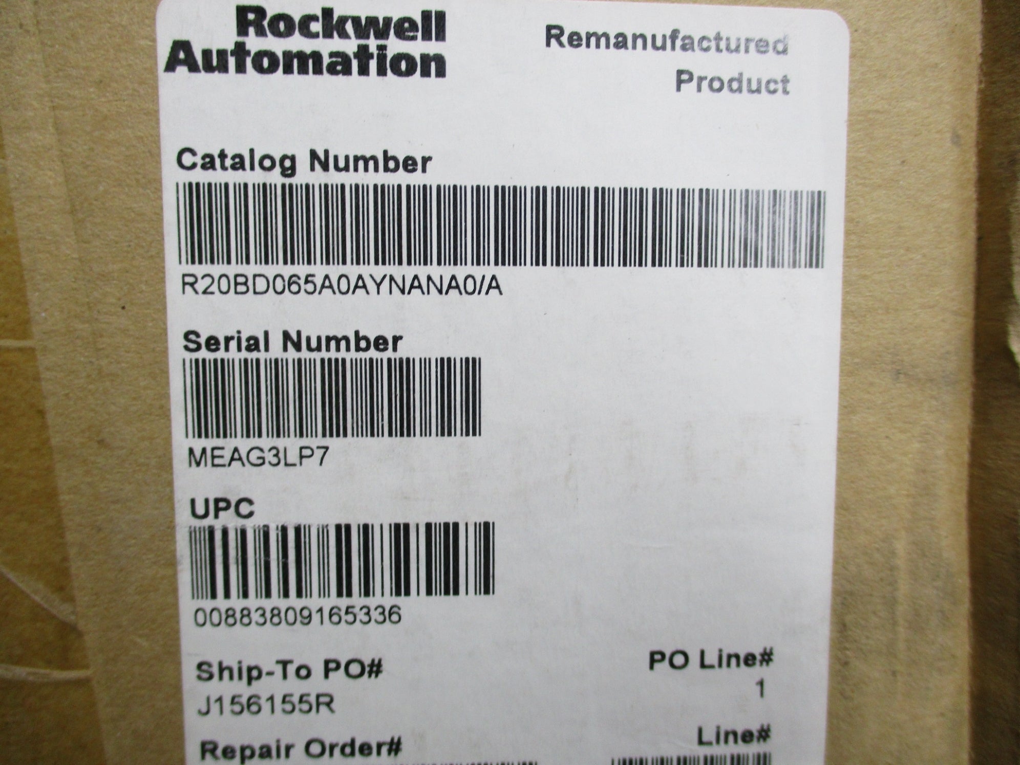 ALLEN BRADLEY 20BD065A0AYNANA0 SER. A REMAN