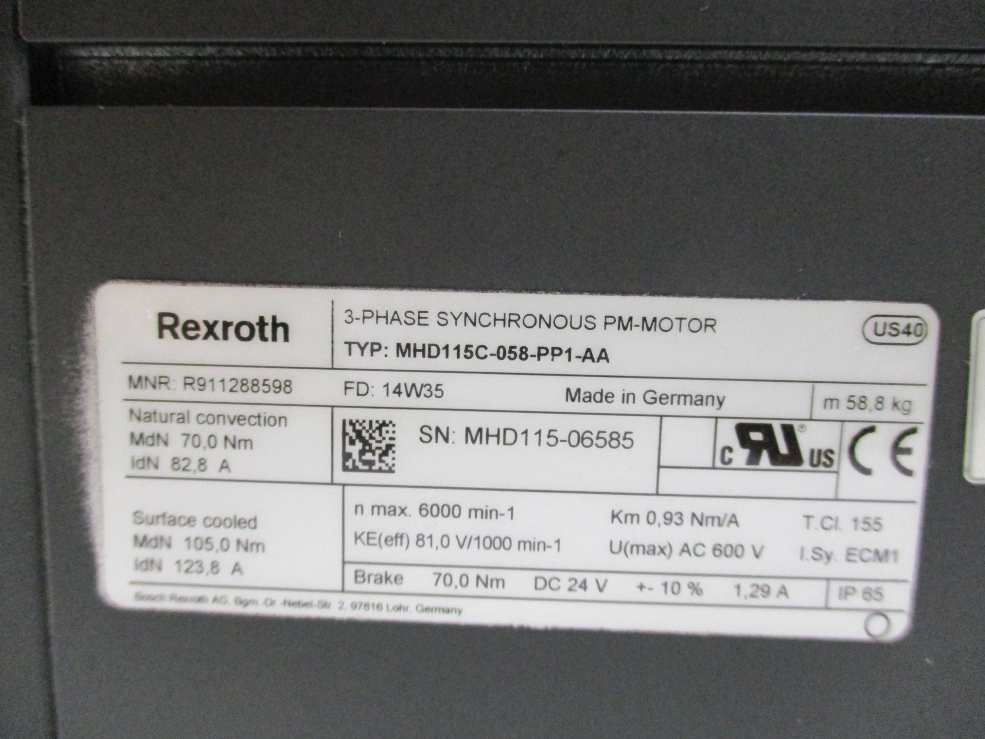 REXROTH MHD115C-058-PP1-AA REMAN