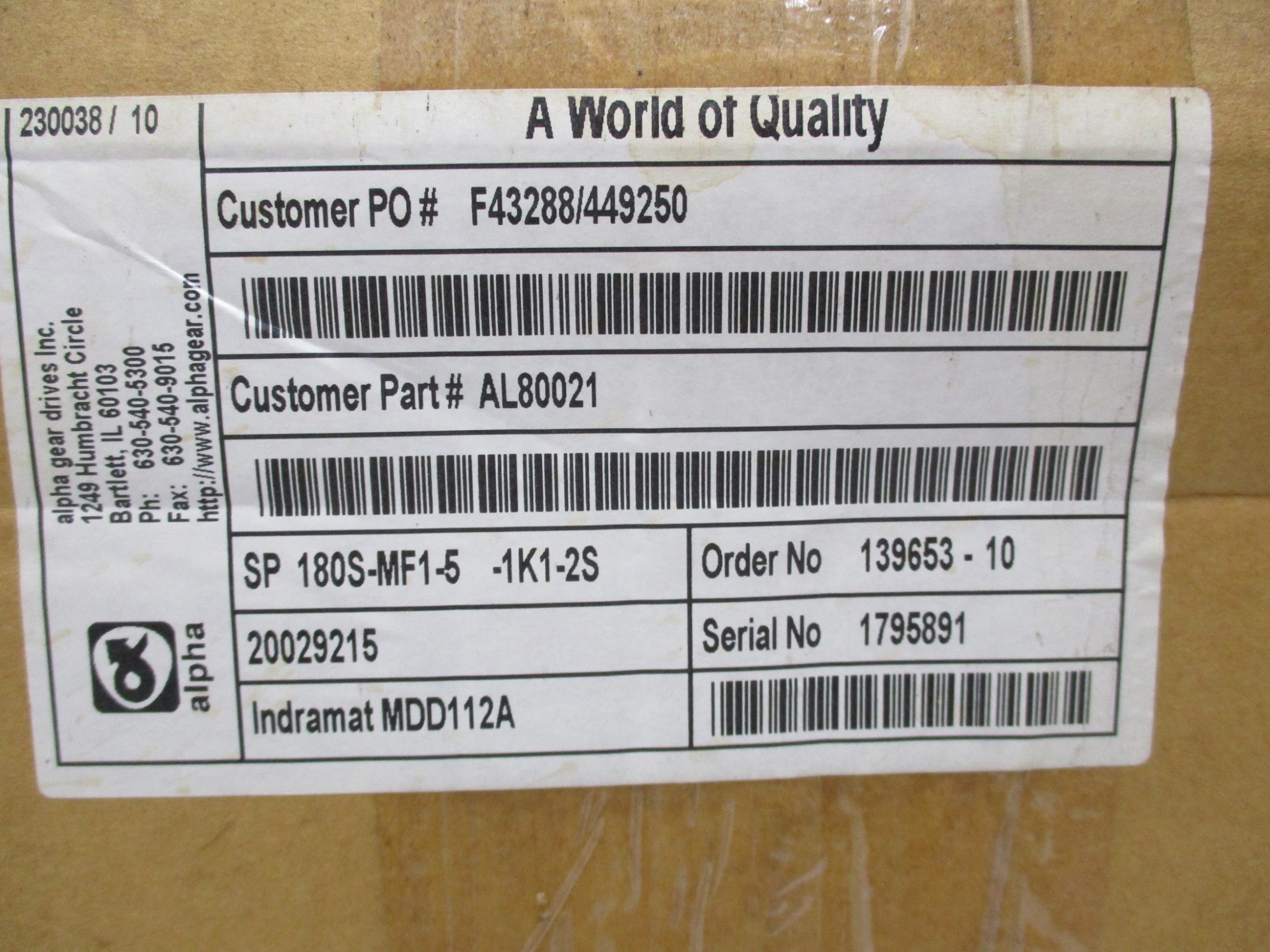 ALPHA SP180S-MF1-5-1K1-2S NSMP