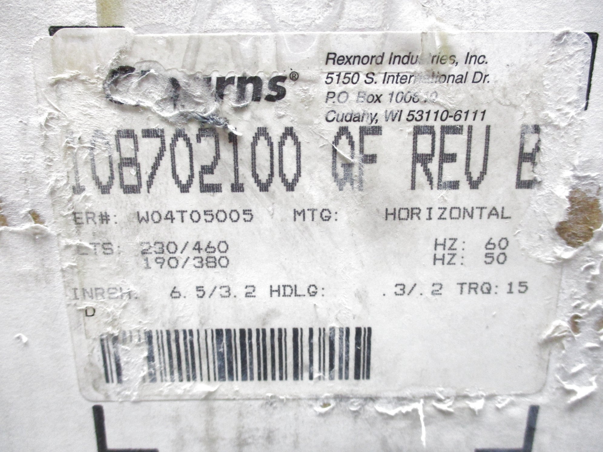 STEARNS 108702100QF REV. B NSMP