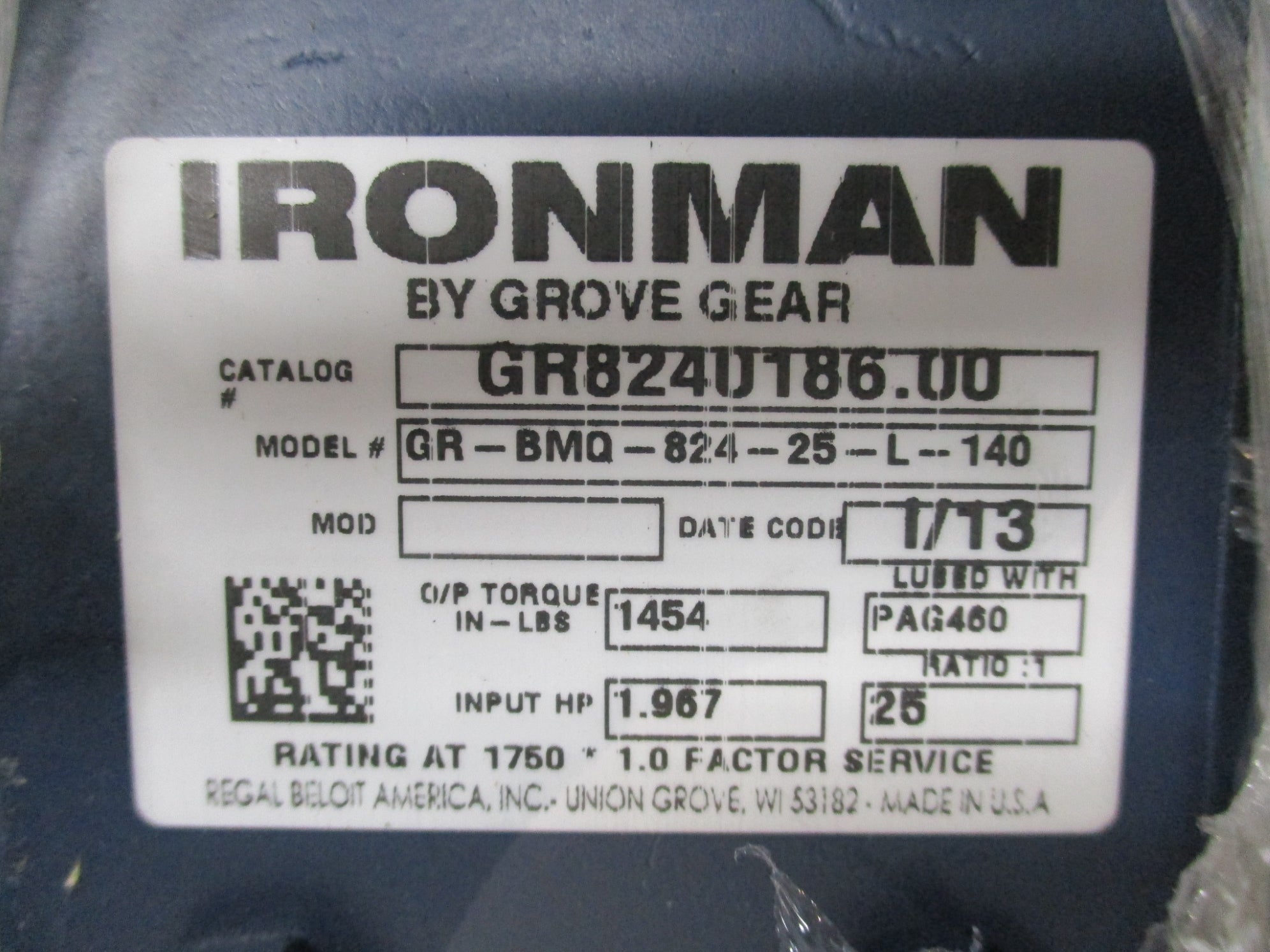 GROVE GEAR GR-BMQ-824-25-L-140 NSMP