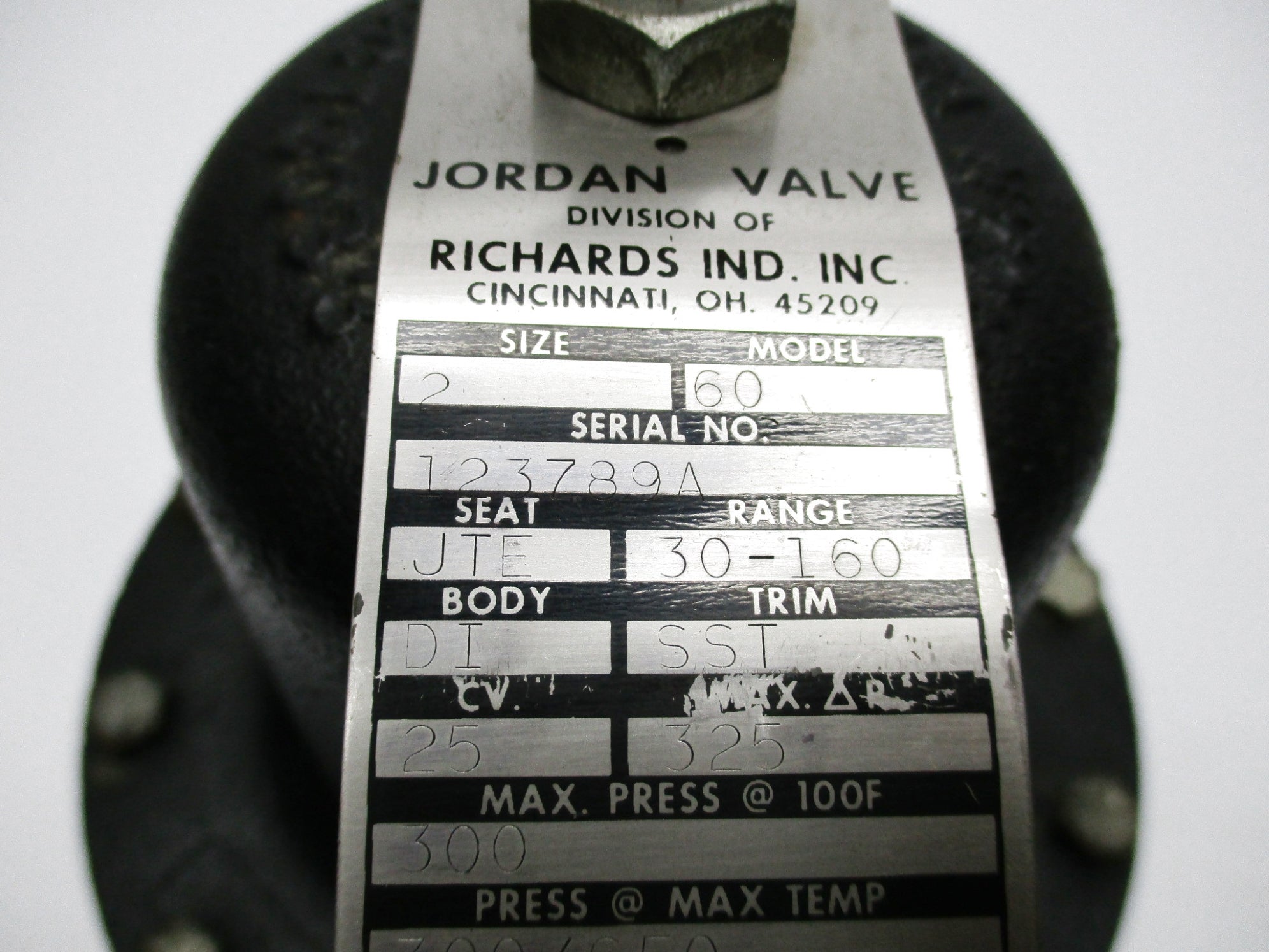 JORDAN VALVE MODEL 60 (AS PICTURED) NSNP