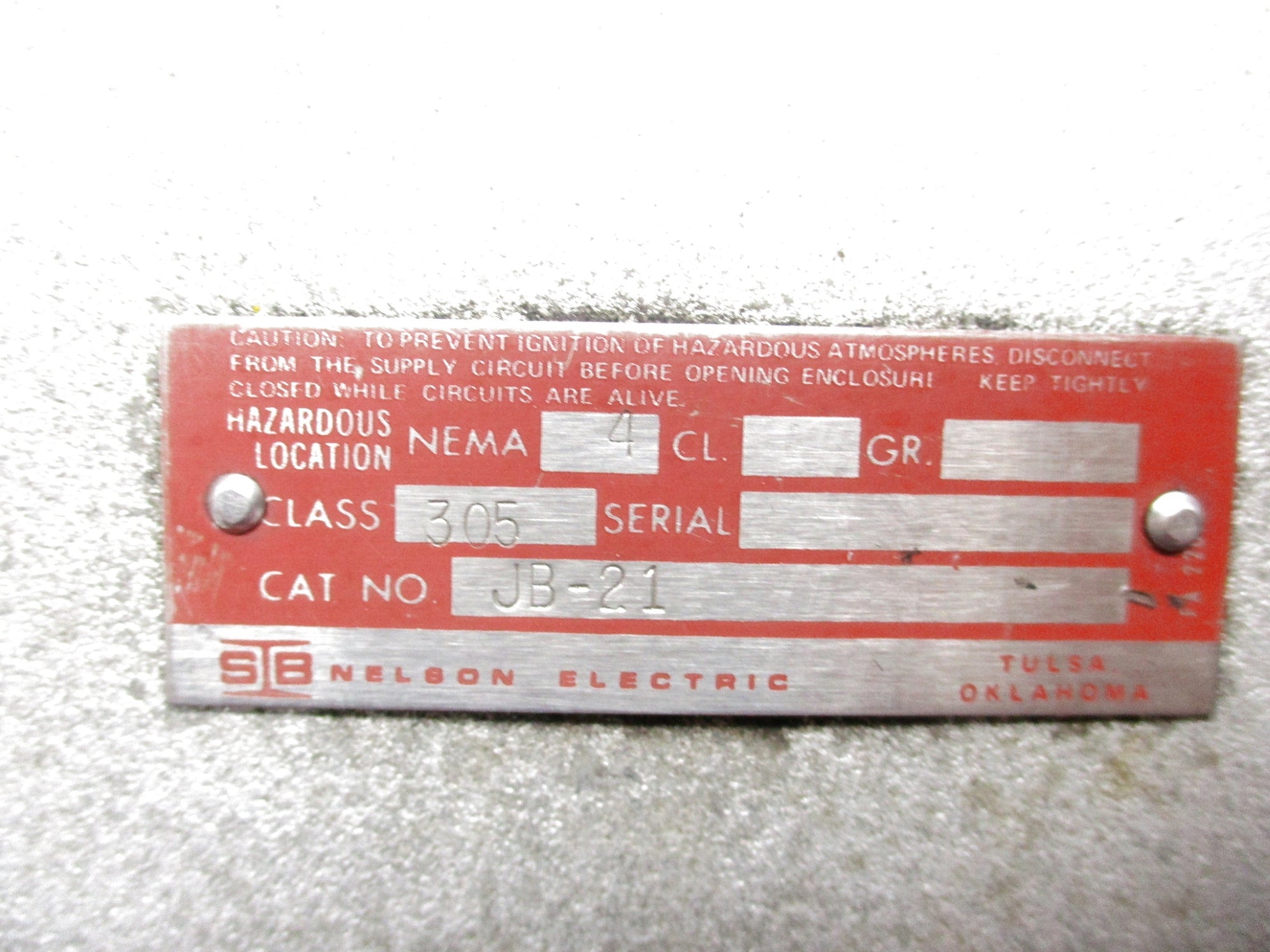 NELSON ELECTRIC JB-21 UNMP