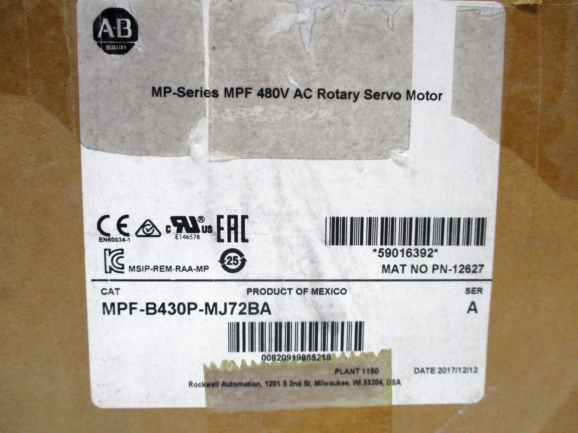 ALLEN BRADLEY MPF-B430P-MJ72BA SER. A NSMP
