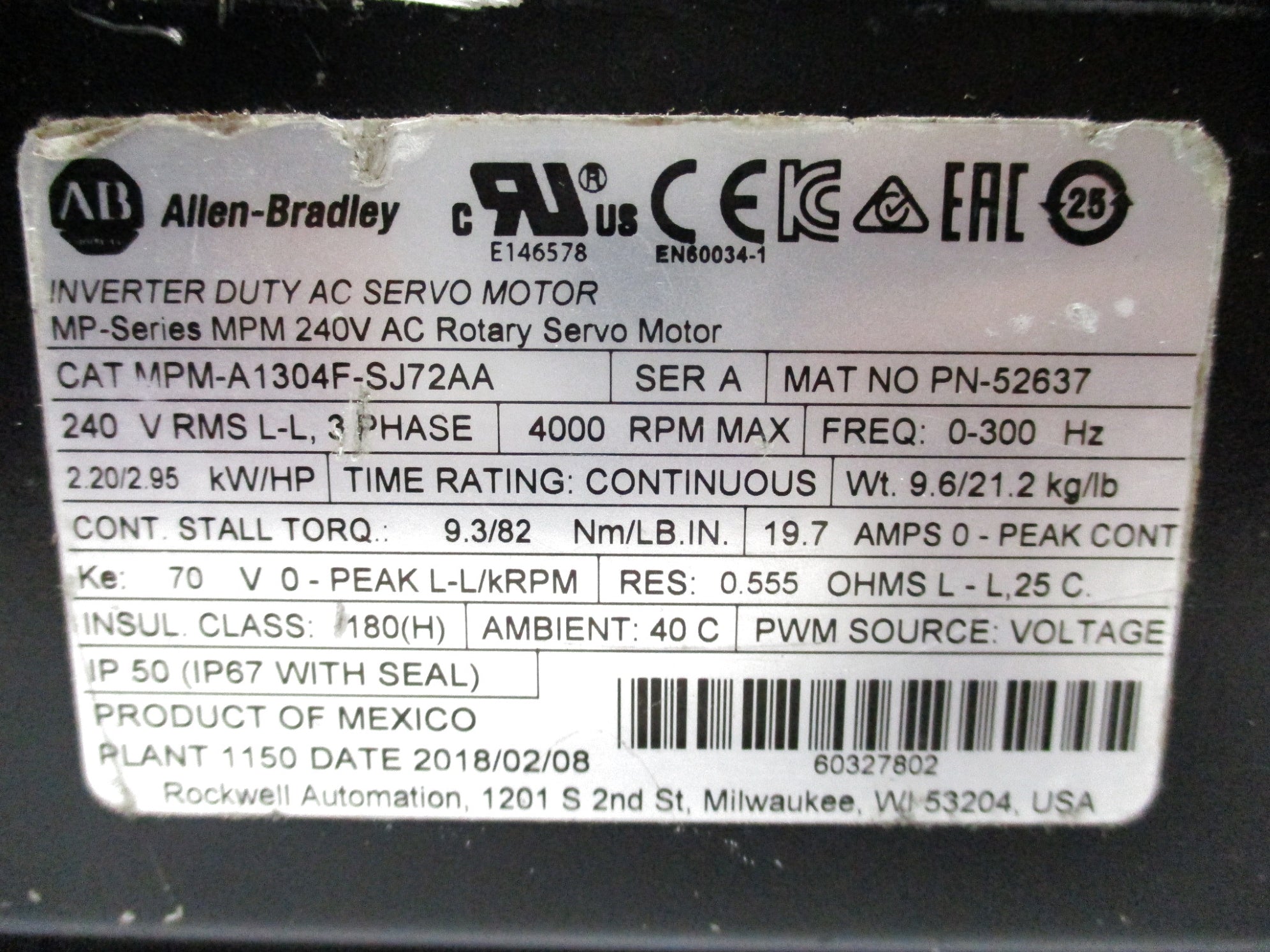 ALLEN BRADLEY MPM-A1304F-SJ72AA NSNP