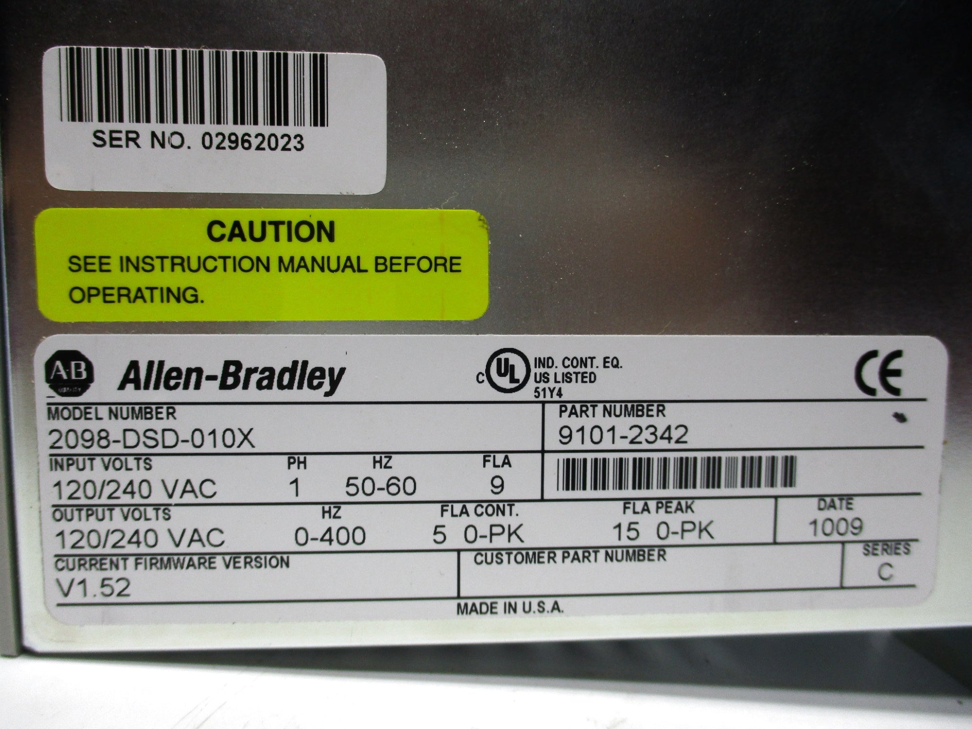 ALLEN BRADLEY 2098-DSD-010X SER. C NSMP