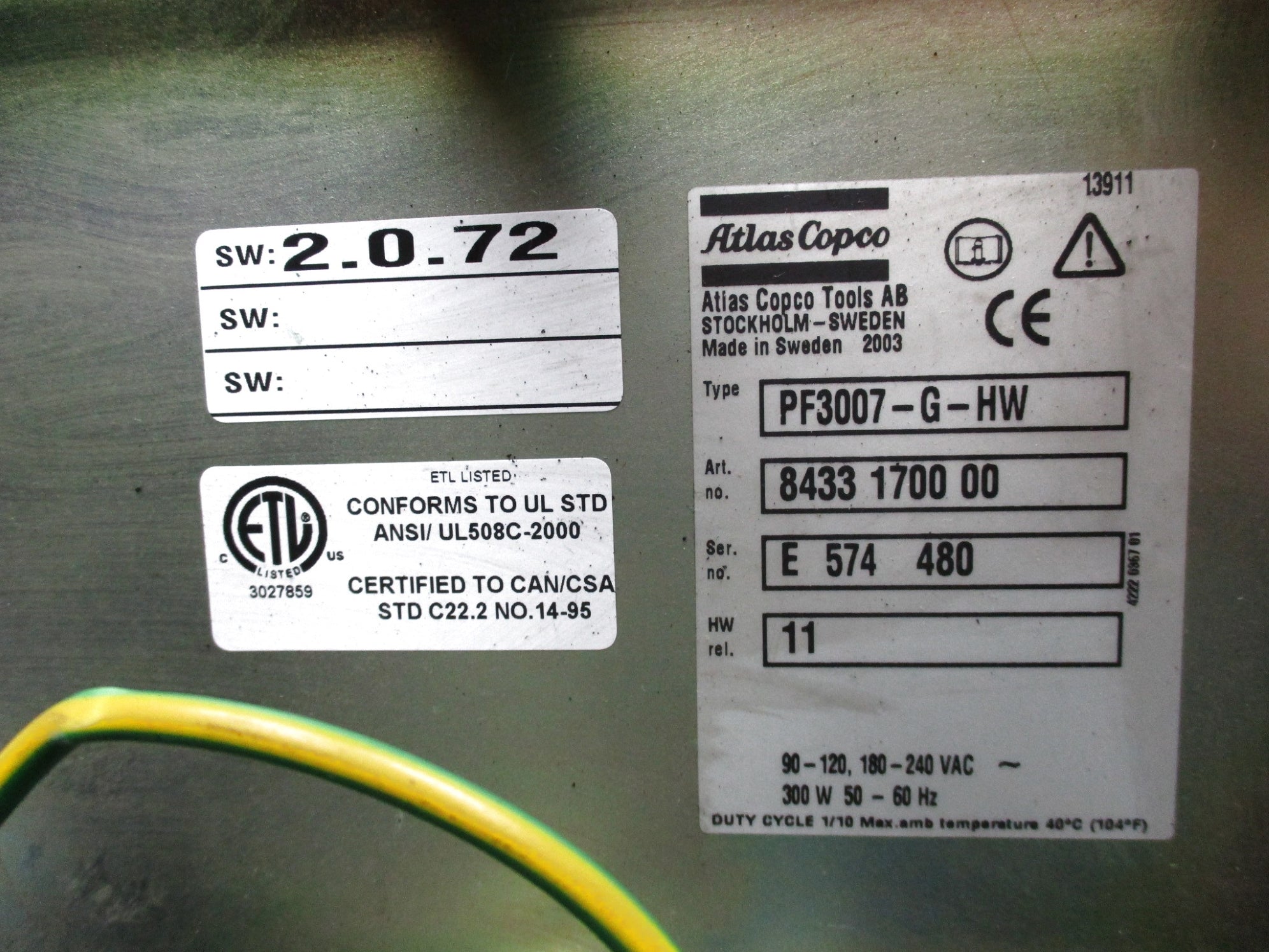 ATLAS COPCO PF3007-G-HW (AS PICTURED BROKEN LOCK) UNMP