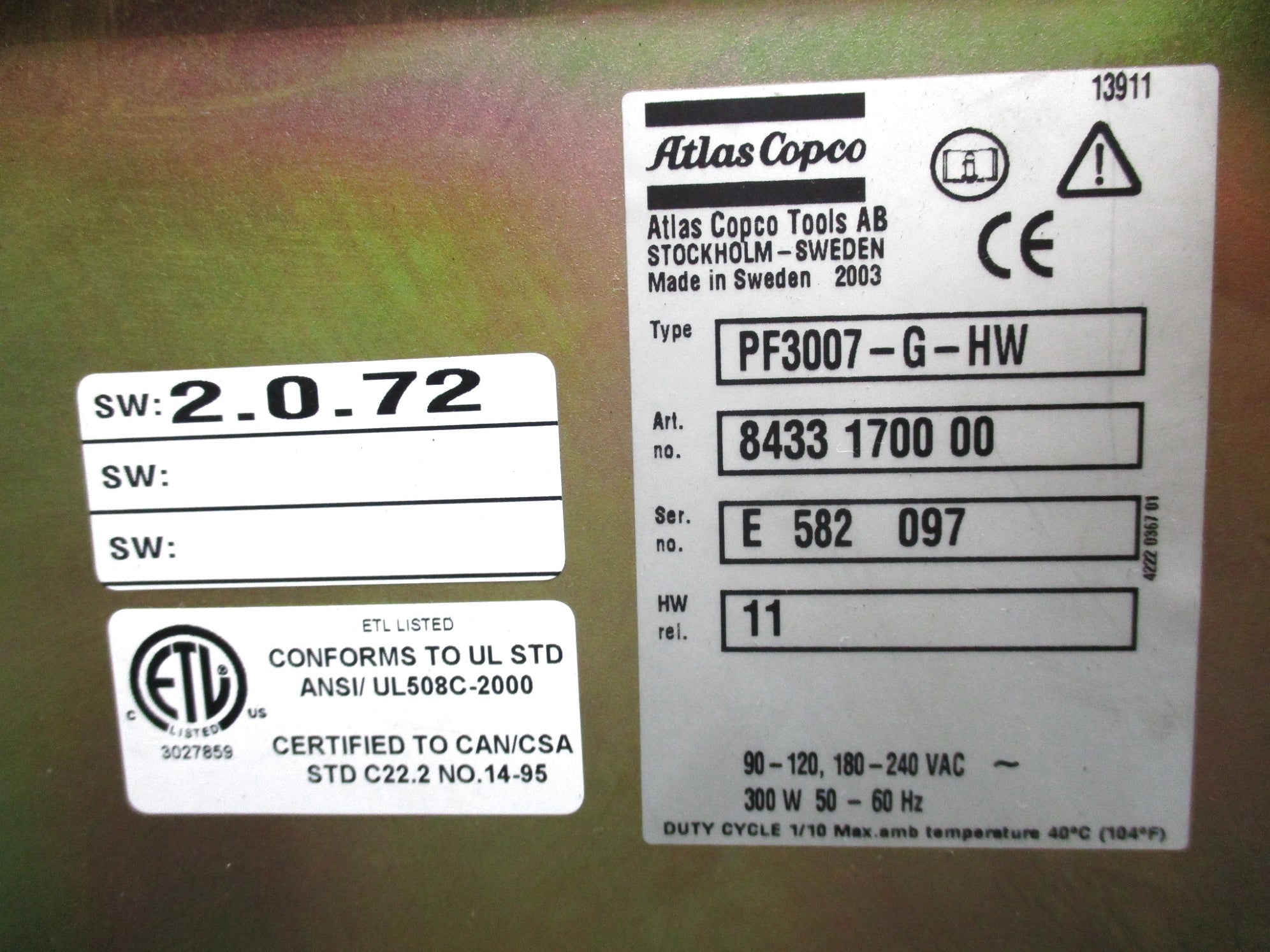 ATLAS COPCO PF3007-G-HW UNMP