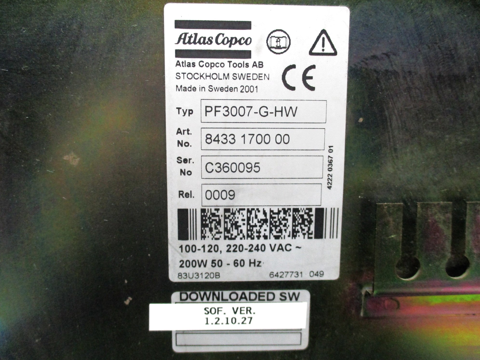 ATLAS COPCO PF3007-G-HW (AS PICTURED) BROKEN SCREEN UNMP