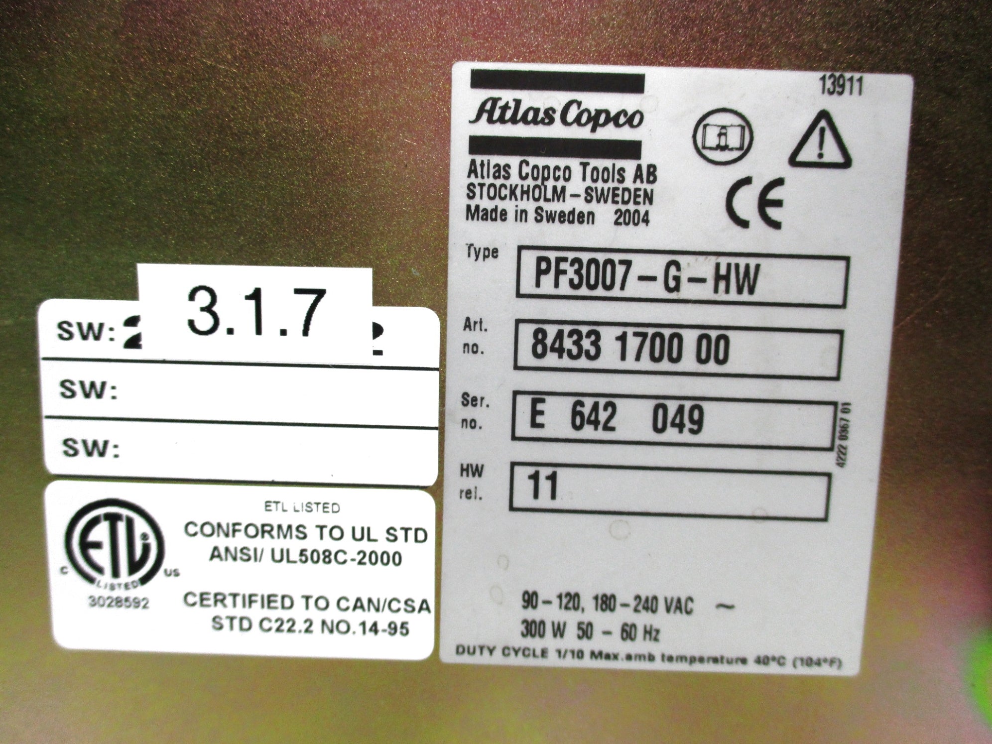 ATLAS COPCO PF3007-G-HW (AS PICTURED) NO BACK PANNEL UNMP