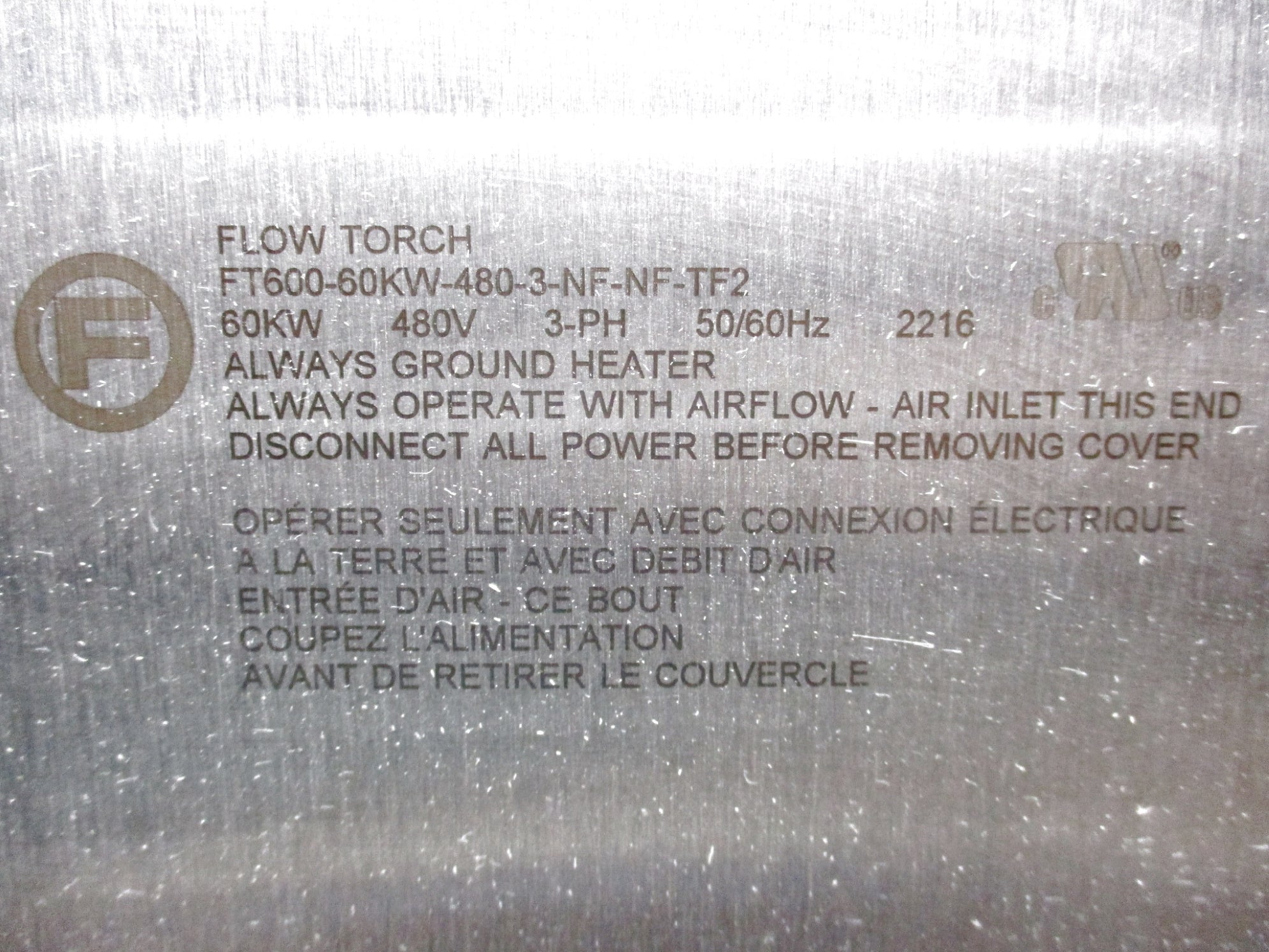 FLOW TORCH FT600-60KW-480-3-NF-NF-TF2 NSNP
