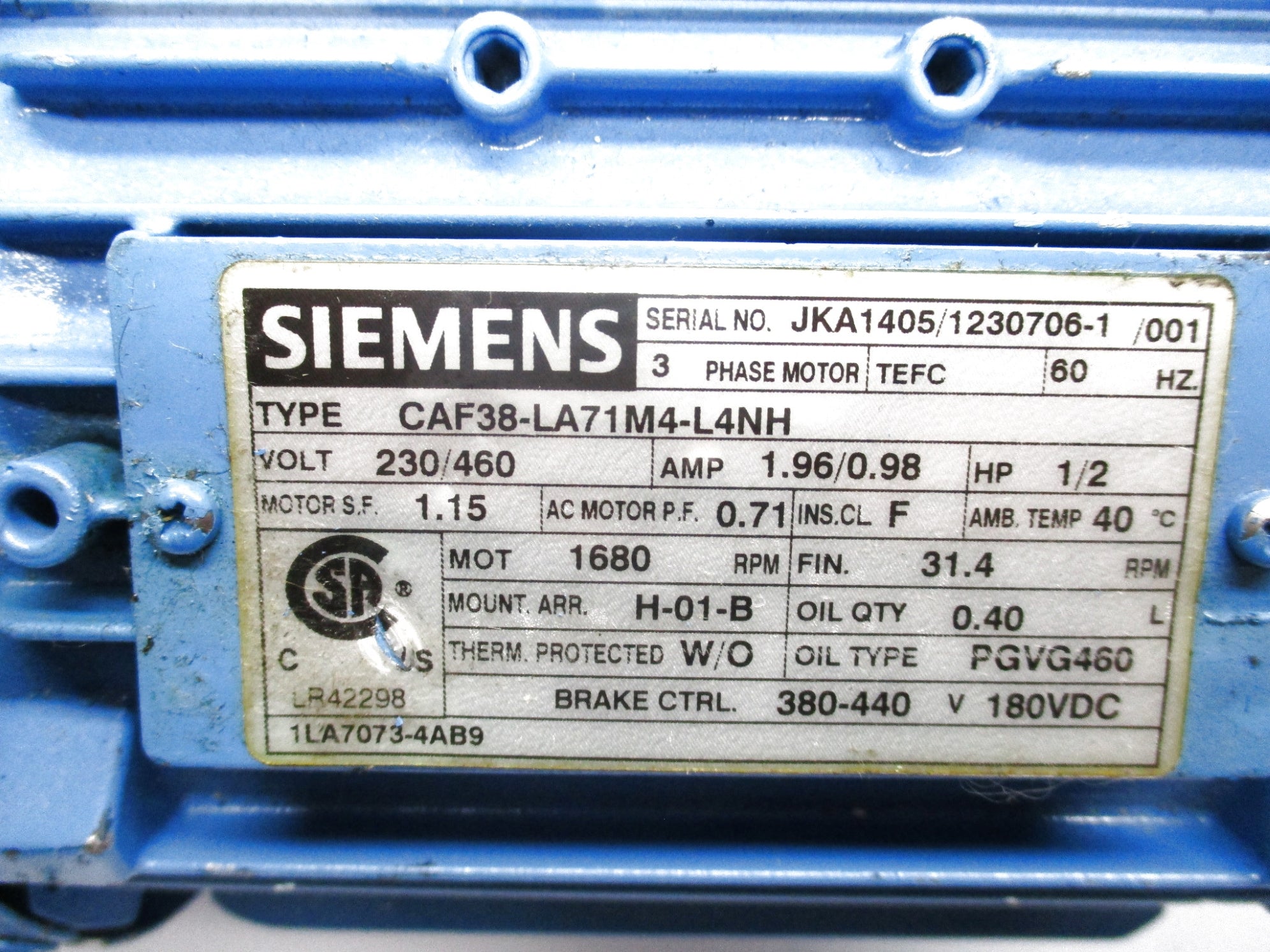 SIEMENS CAF38-LA71M4-L4NH UNMP
