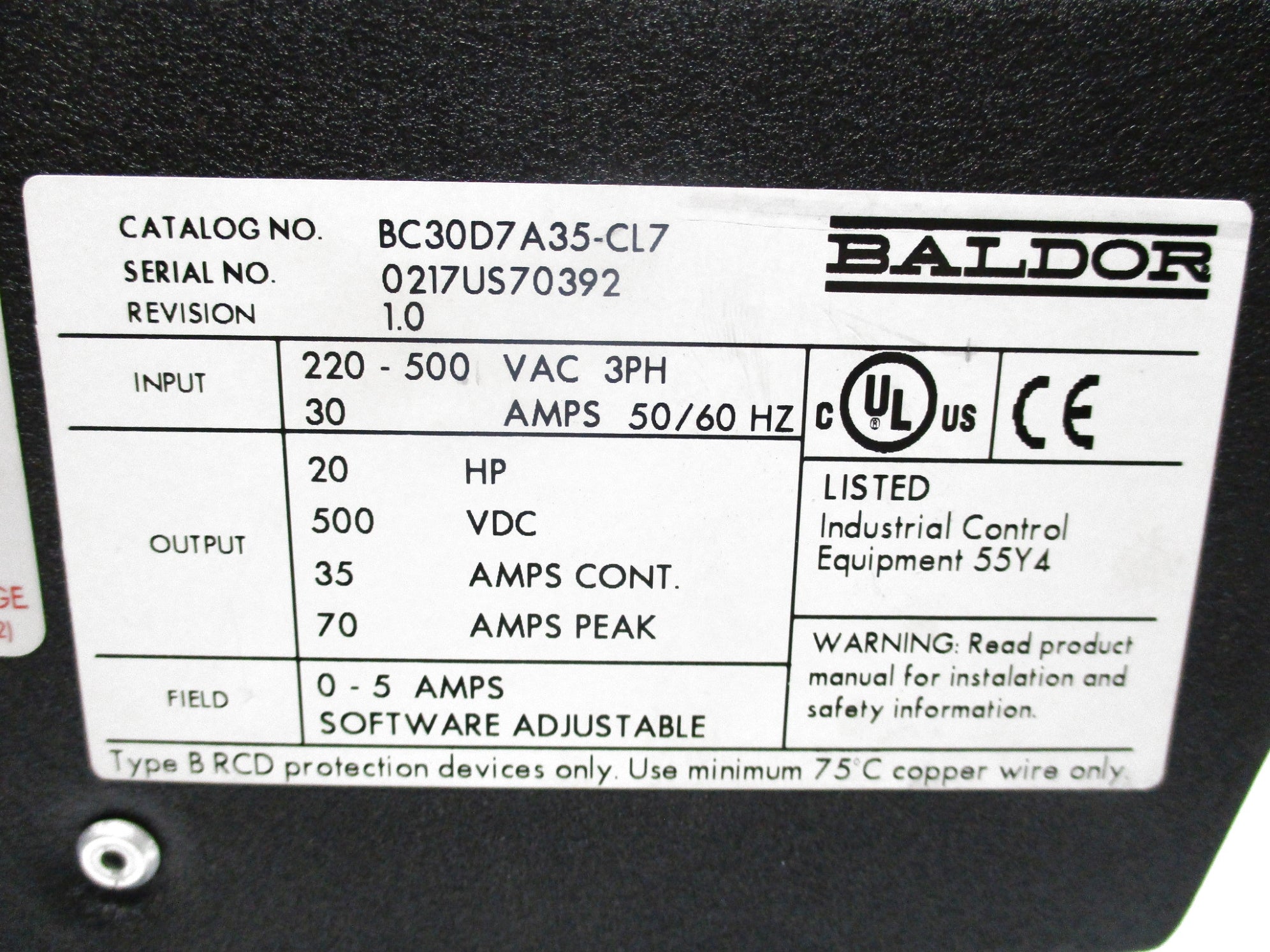 BALDOR BC30D7A35-CL7 NSNP