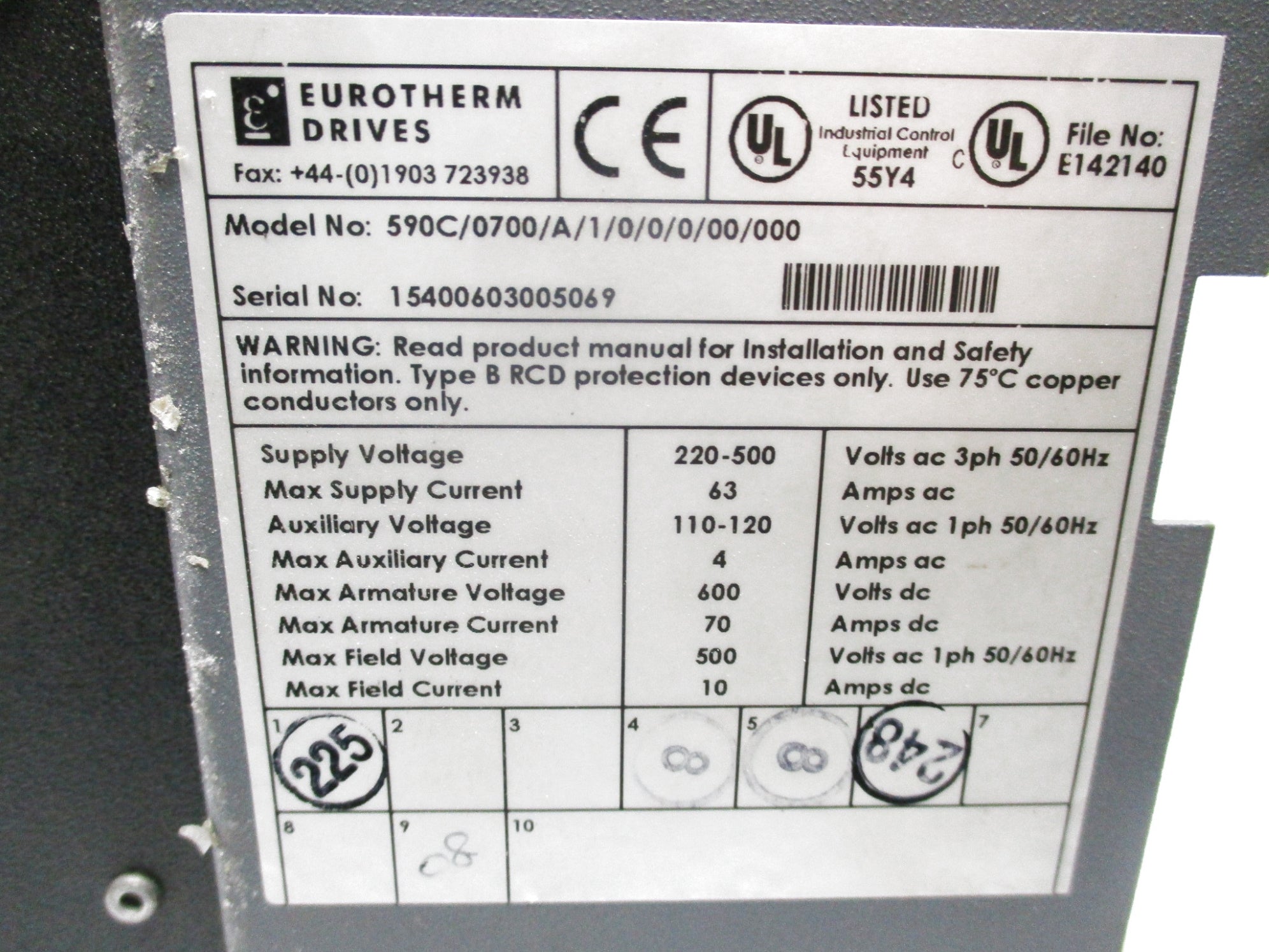 EUROTHERM 590C/0700/A/1/0/0/0/00/000 (AS PICTURED) UNMP