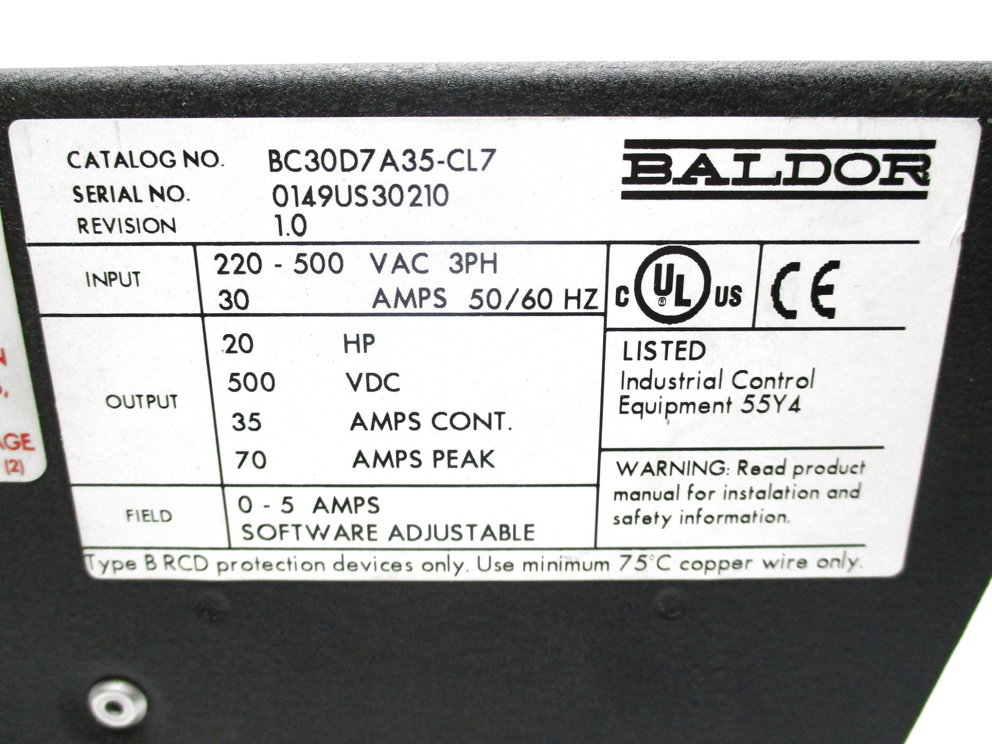 BALDOR BC30D7A35-CL7 (AS PICTURED) UNMP