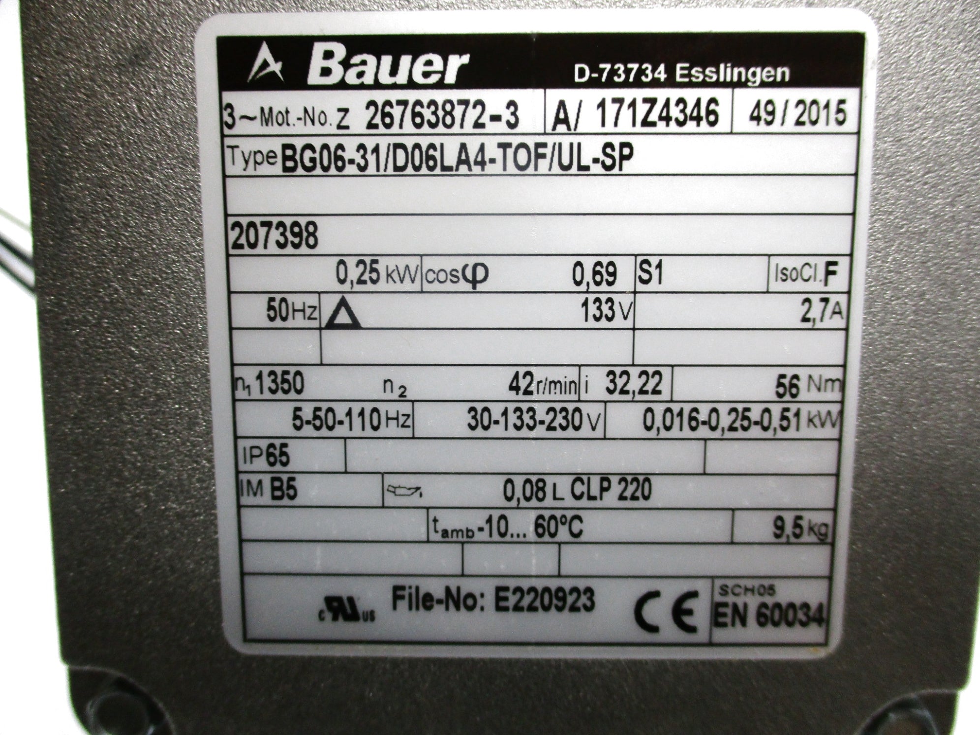 BAUER BG06-31/D06LA4-TOF/UL-SP NSNP