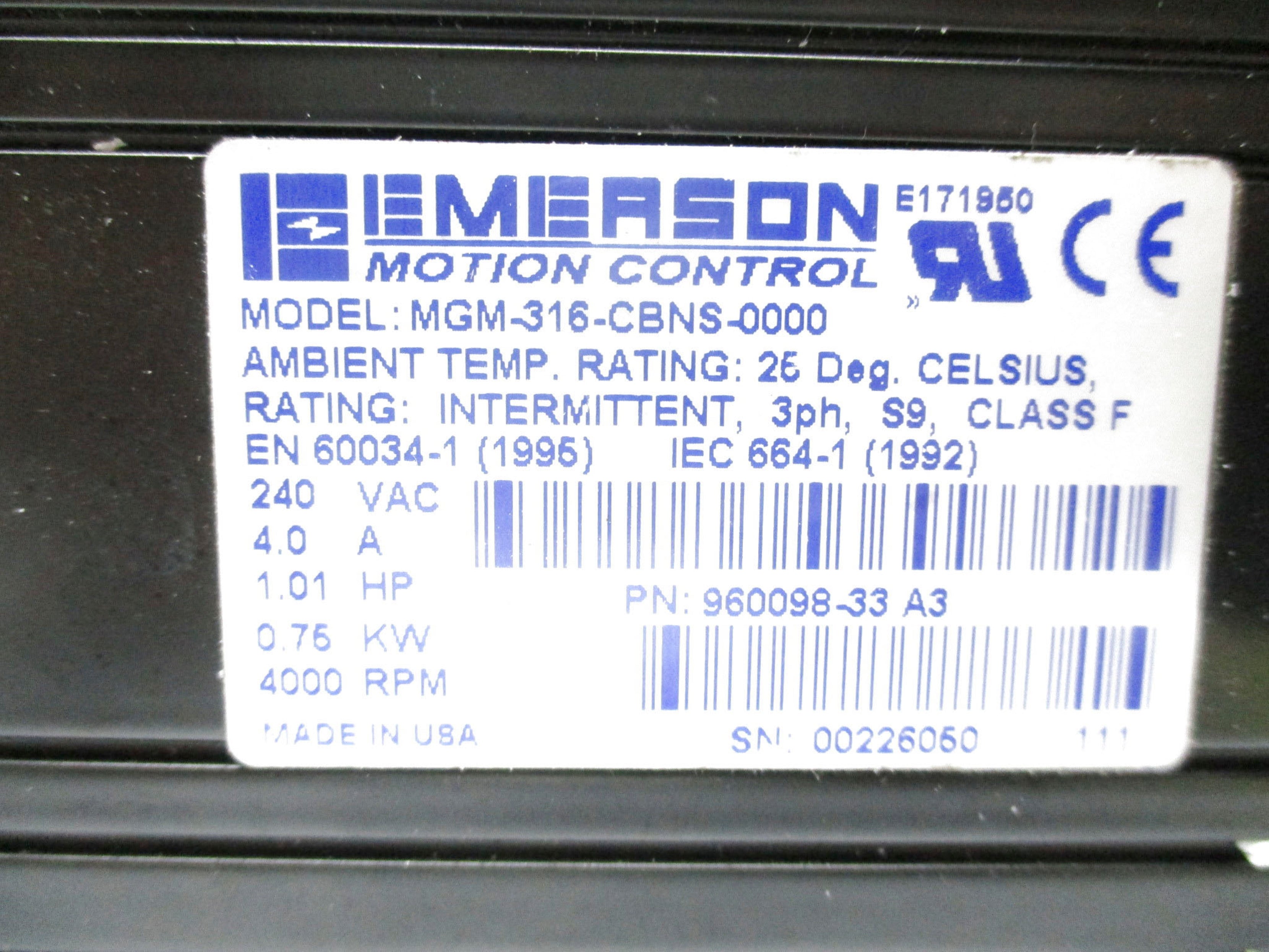 EMERSON MGM-316-CBNS-0000 REMAN