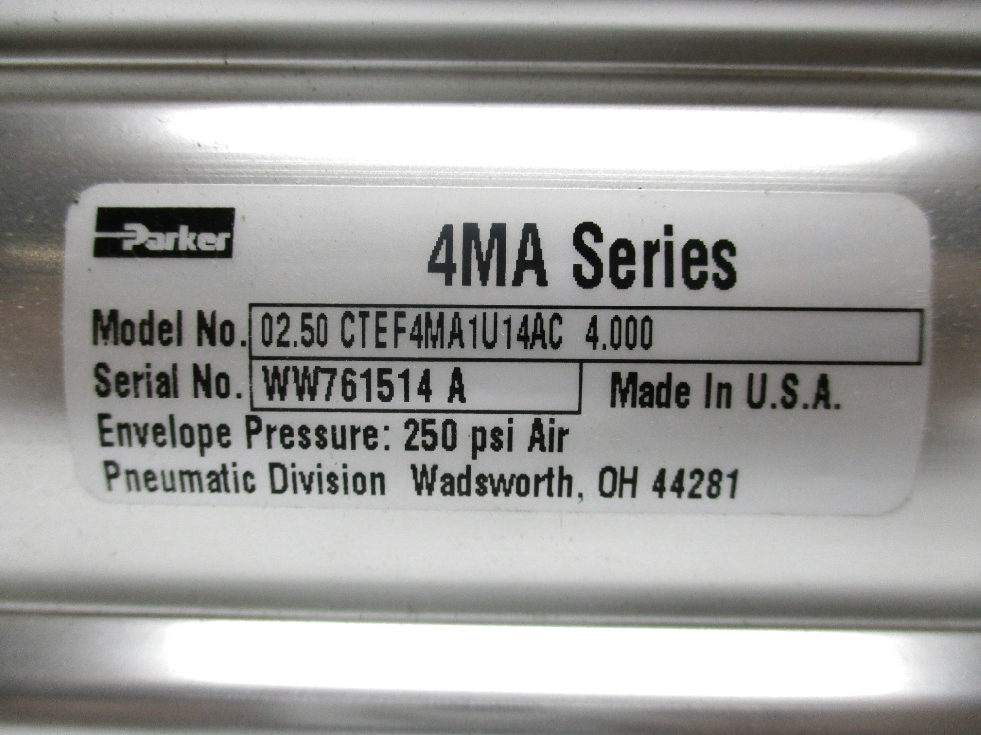 PARKER 02.50CTEF4MA1U114AC4.000 NSNP