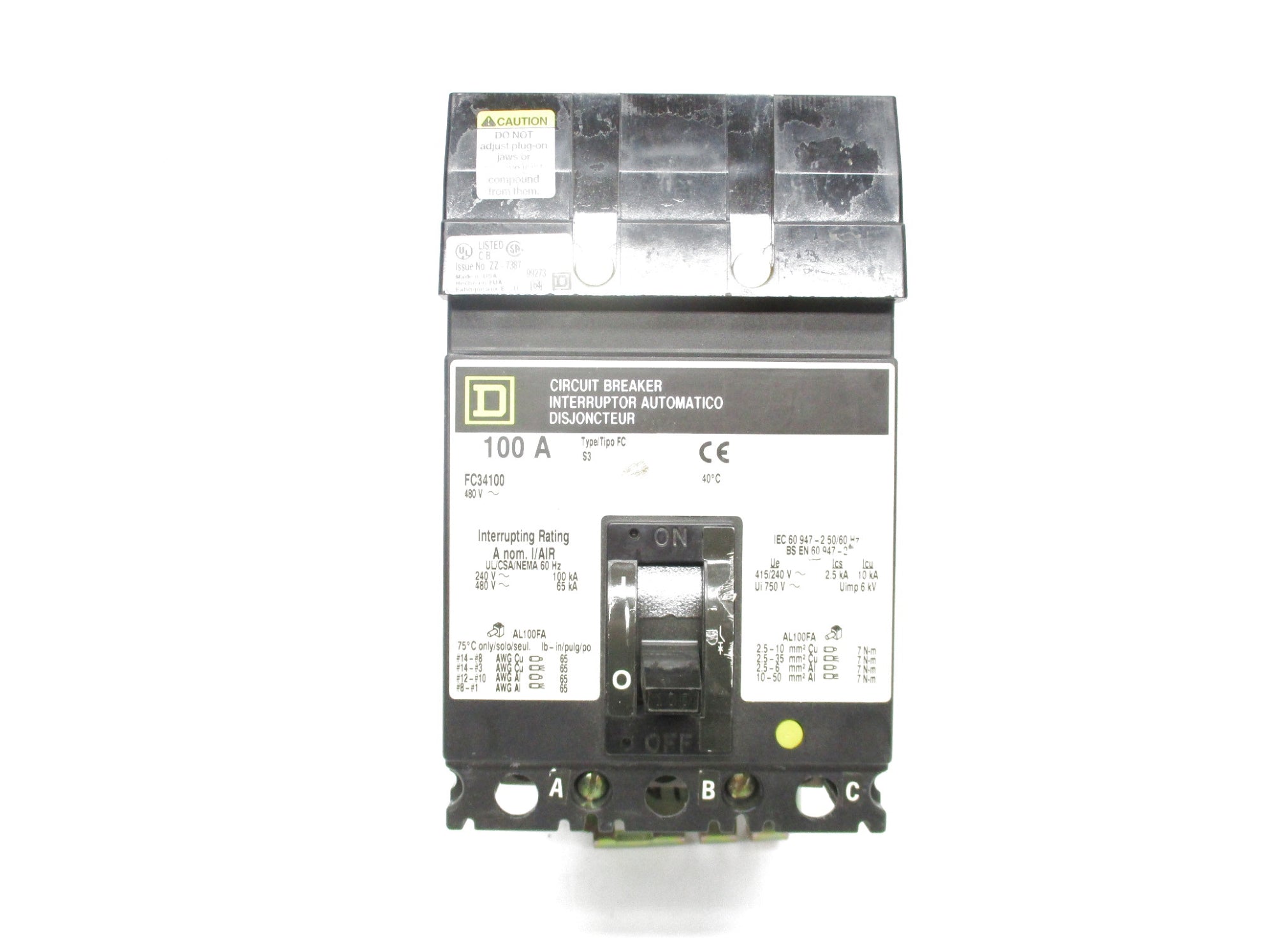 SQUARE D FC34100 480V 100A UNMP