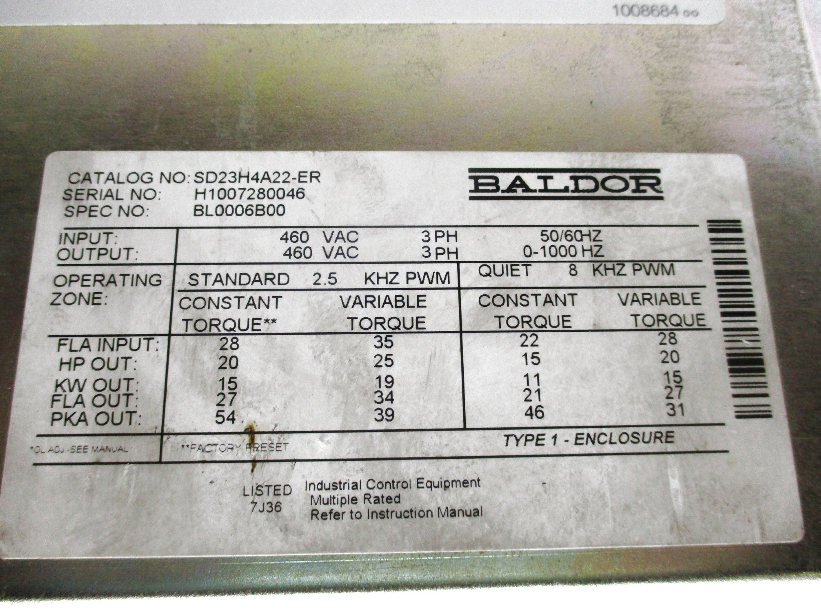 BALDOR SD23H4A22-ER (AS PICTURED) UNMP
