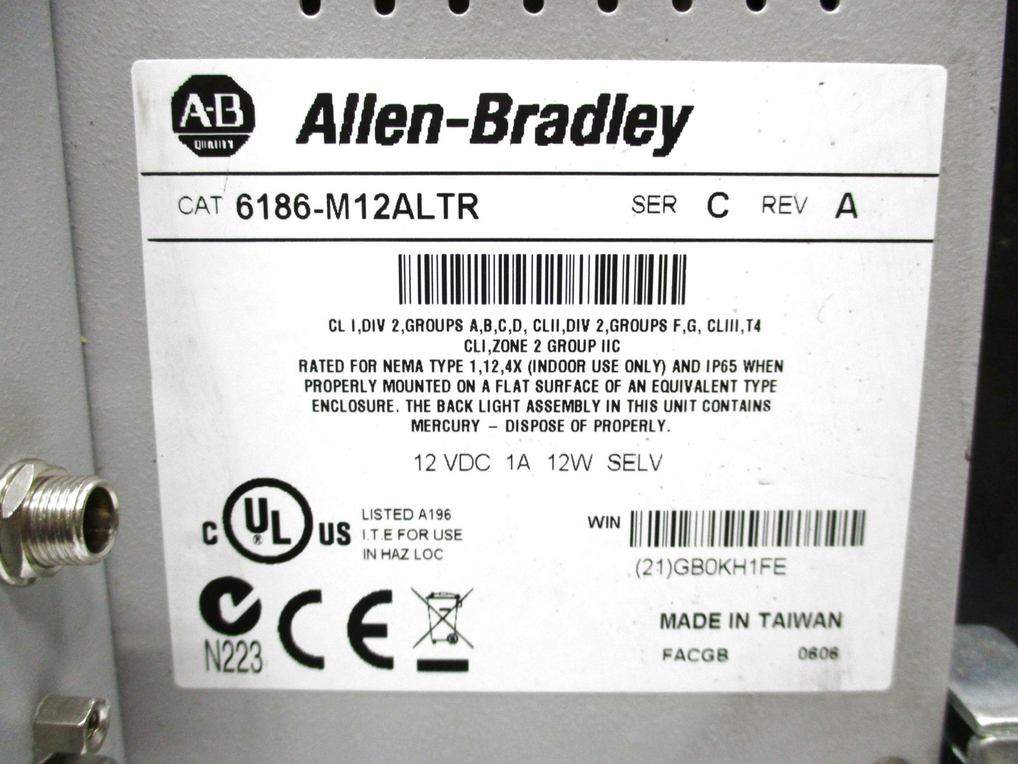 INDUSTRIAL SPARE PART 6186-M12ALTR SER. C UNMP
