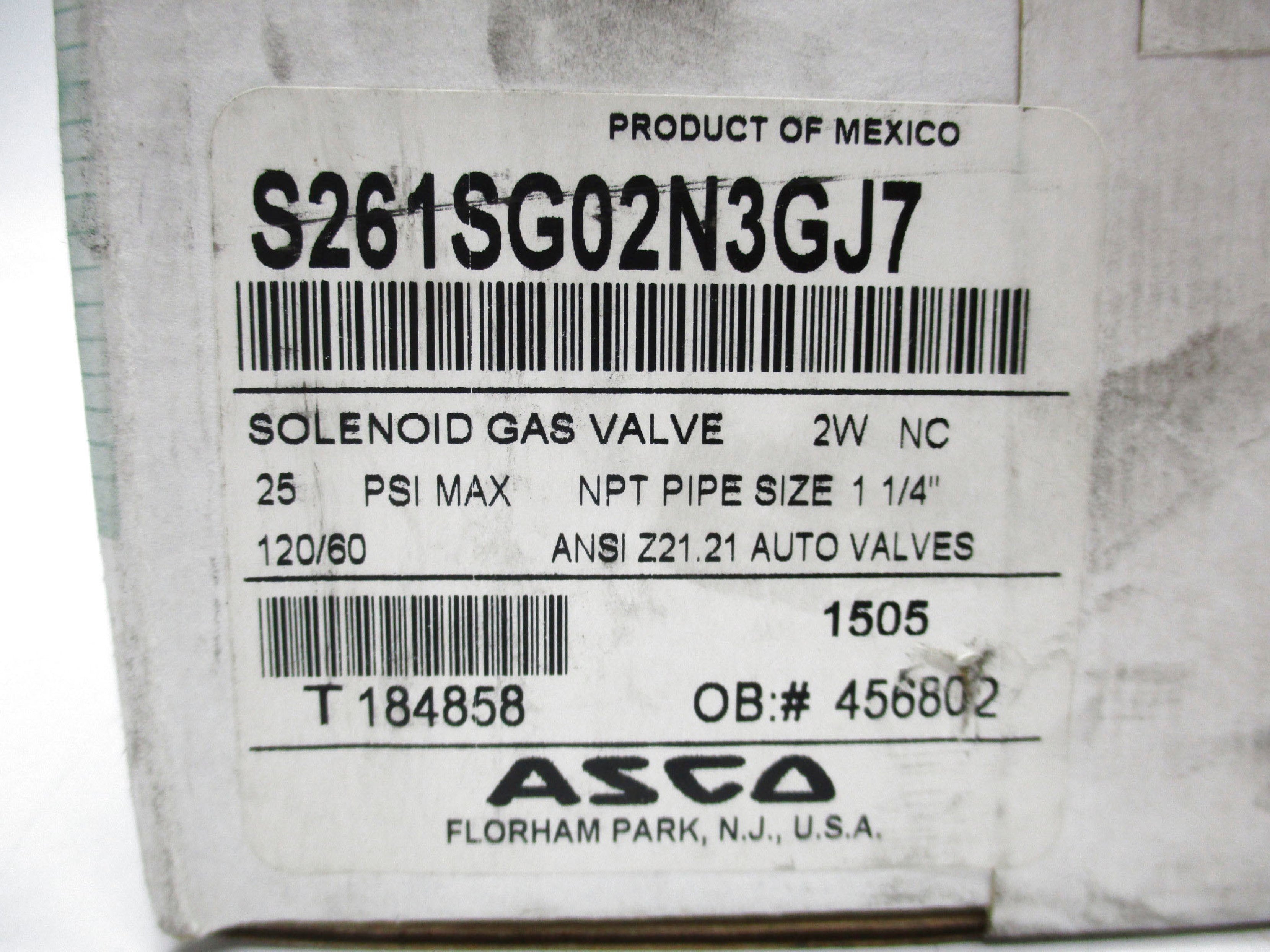 ASCO S261SG02N3GJ7 NSFS
