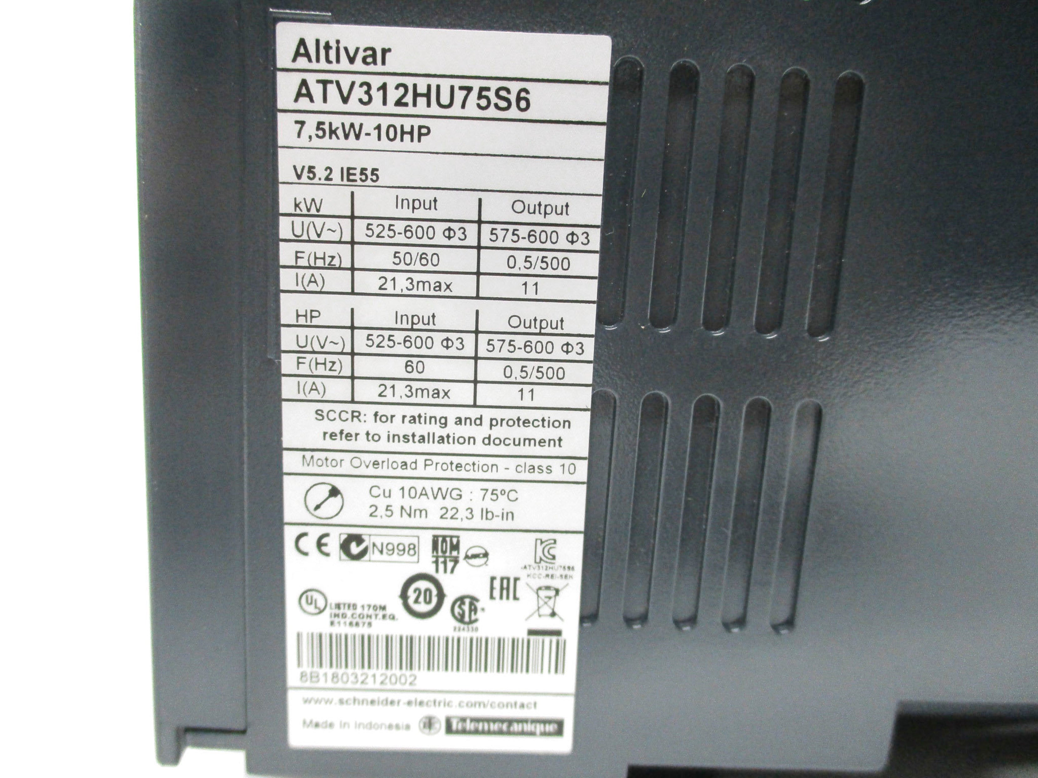 TELEMECANIQUE ATV312HU75S6 NSMP