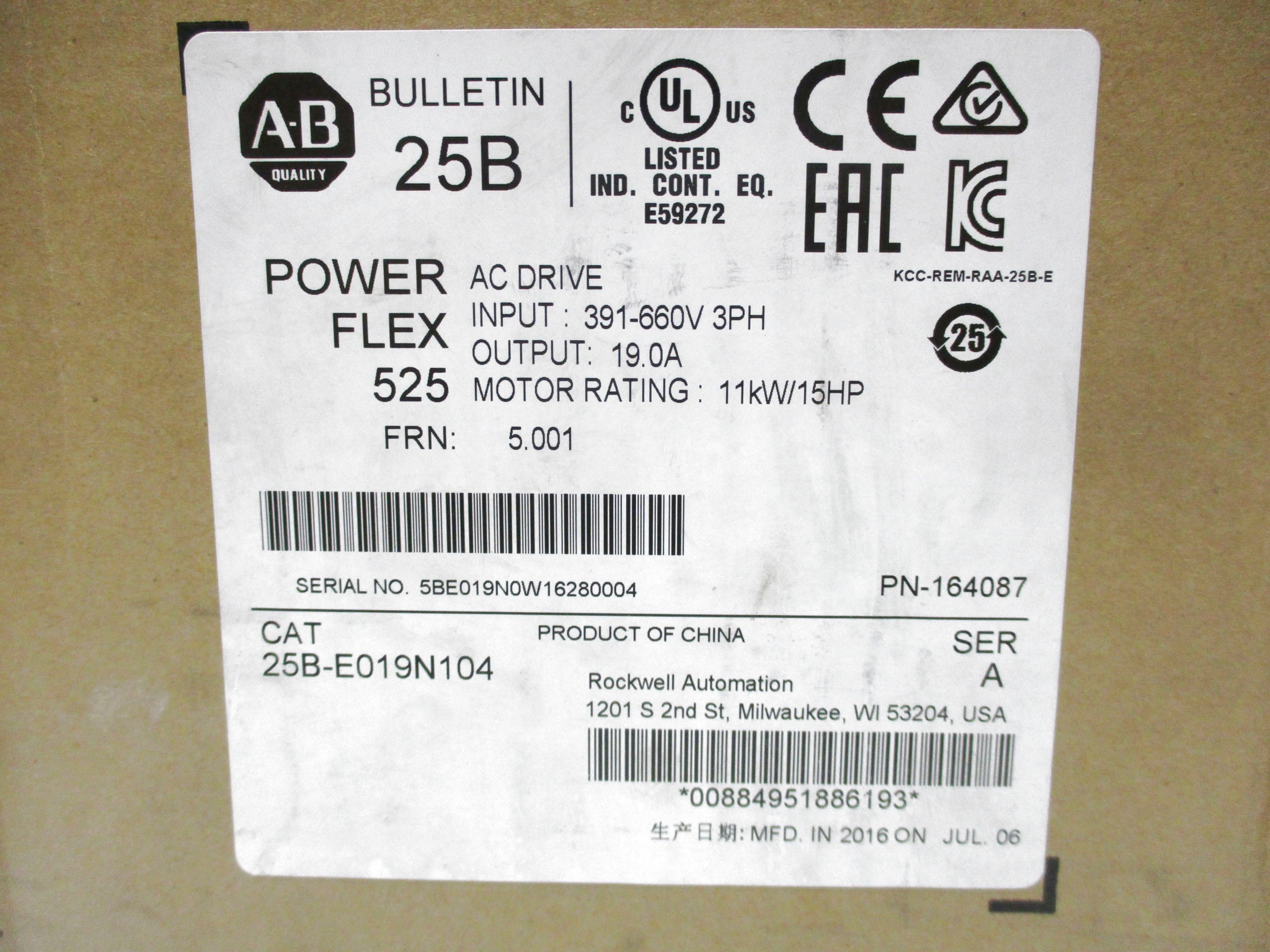 ALLEN BRADLEY 25B-E019N104 SER. A NSMP