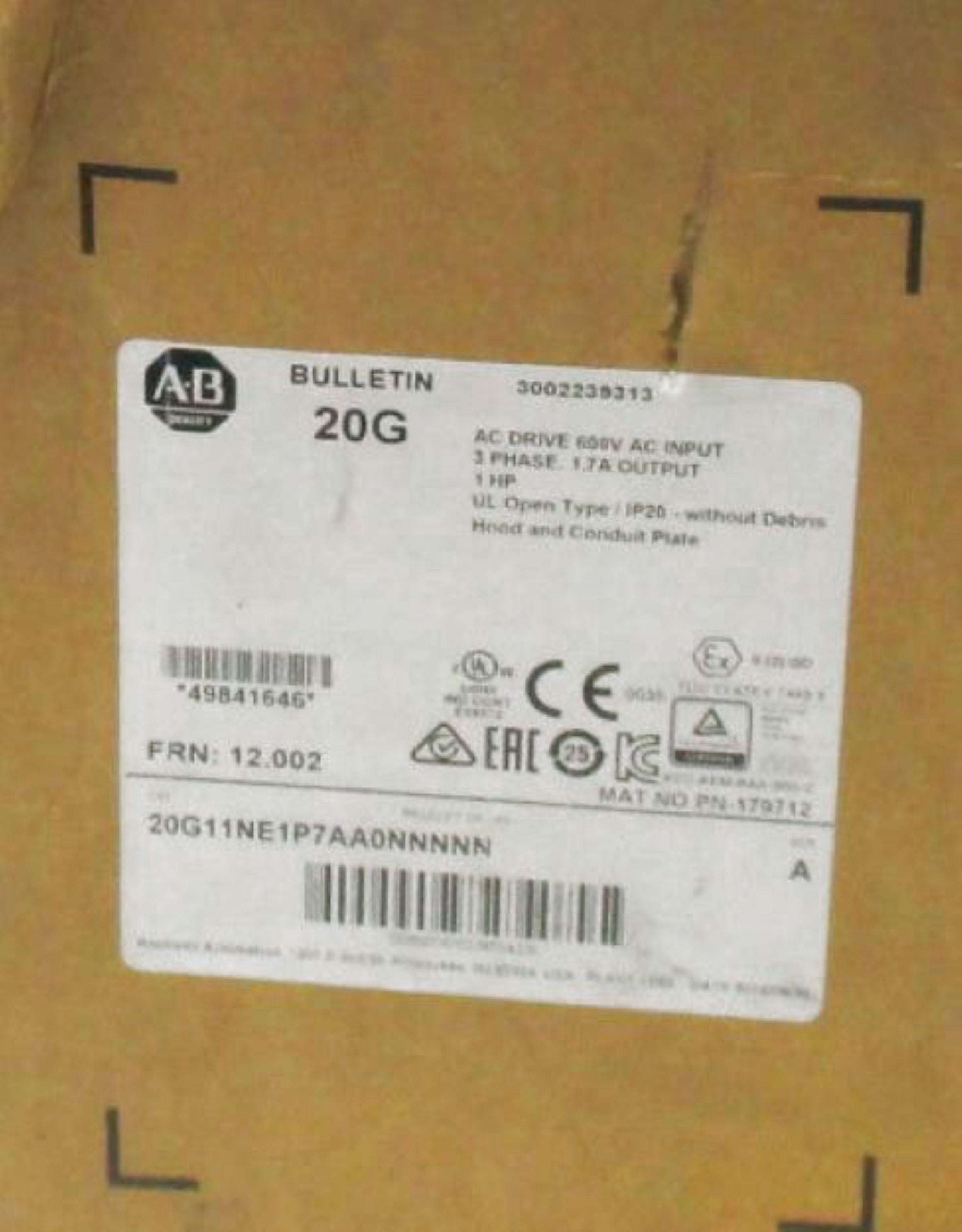 ALLEN BRADLEY 20G11NE1P7AA0NNNNN F/W 12.002 SER. A NSMP