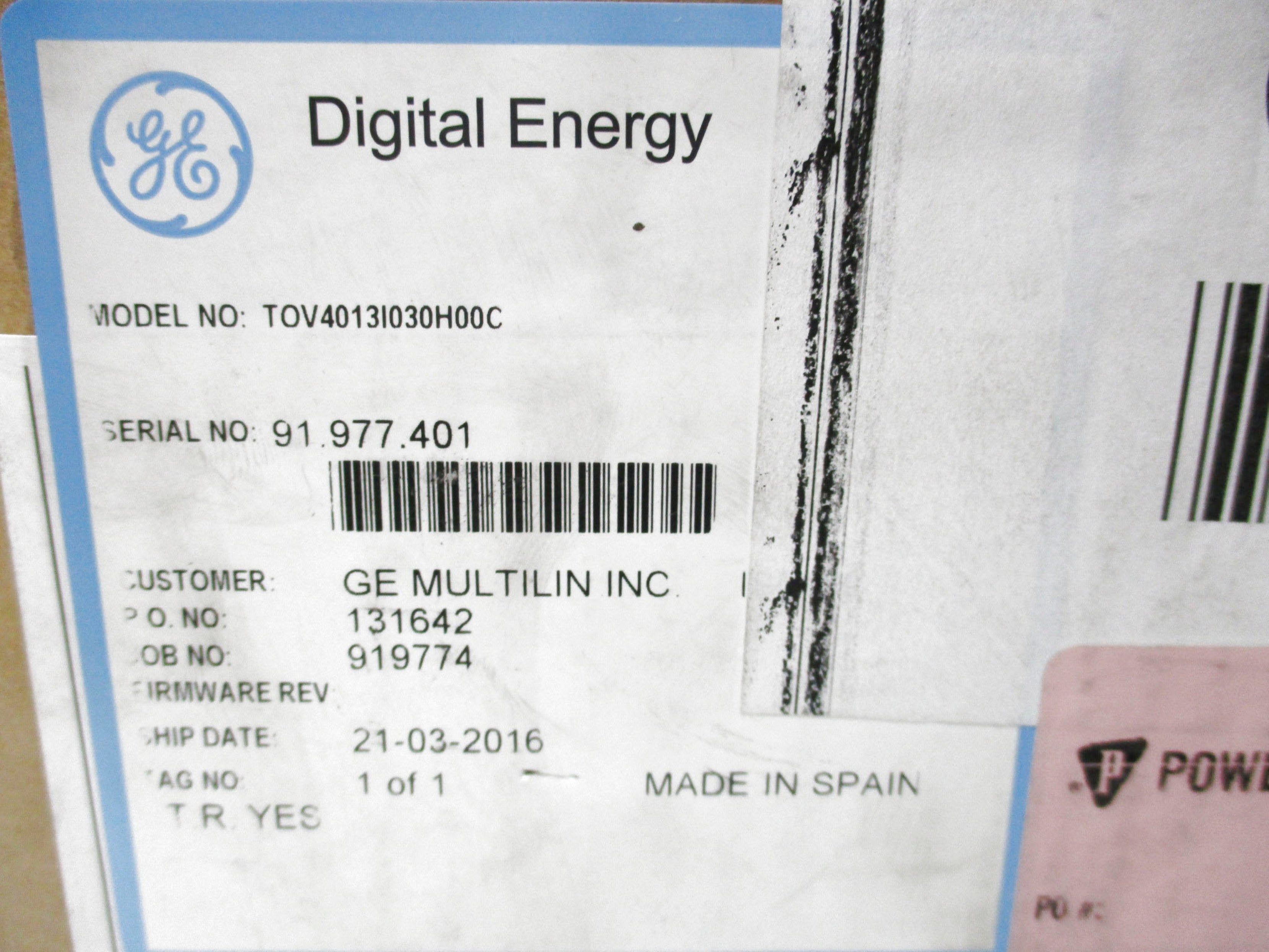 GENERAL ELECTRIC TOV4013I030H00C NSMP