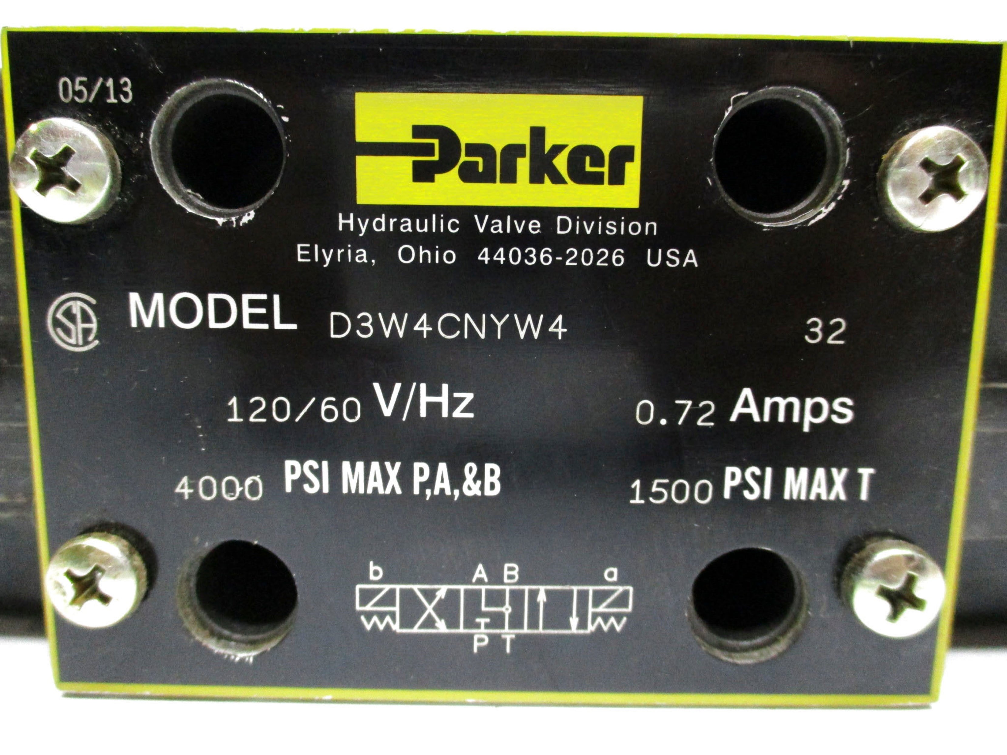 PARKER D3W4CNYW4 120V 0.72A 4000PSI UNMP