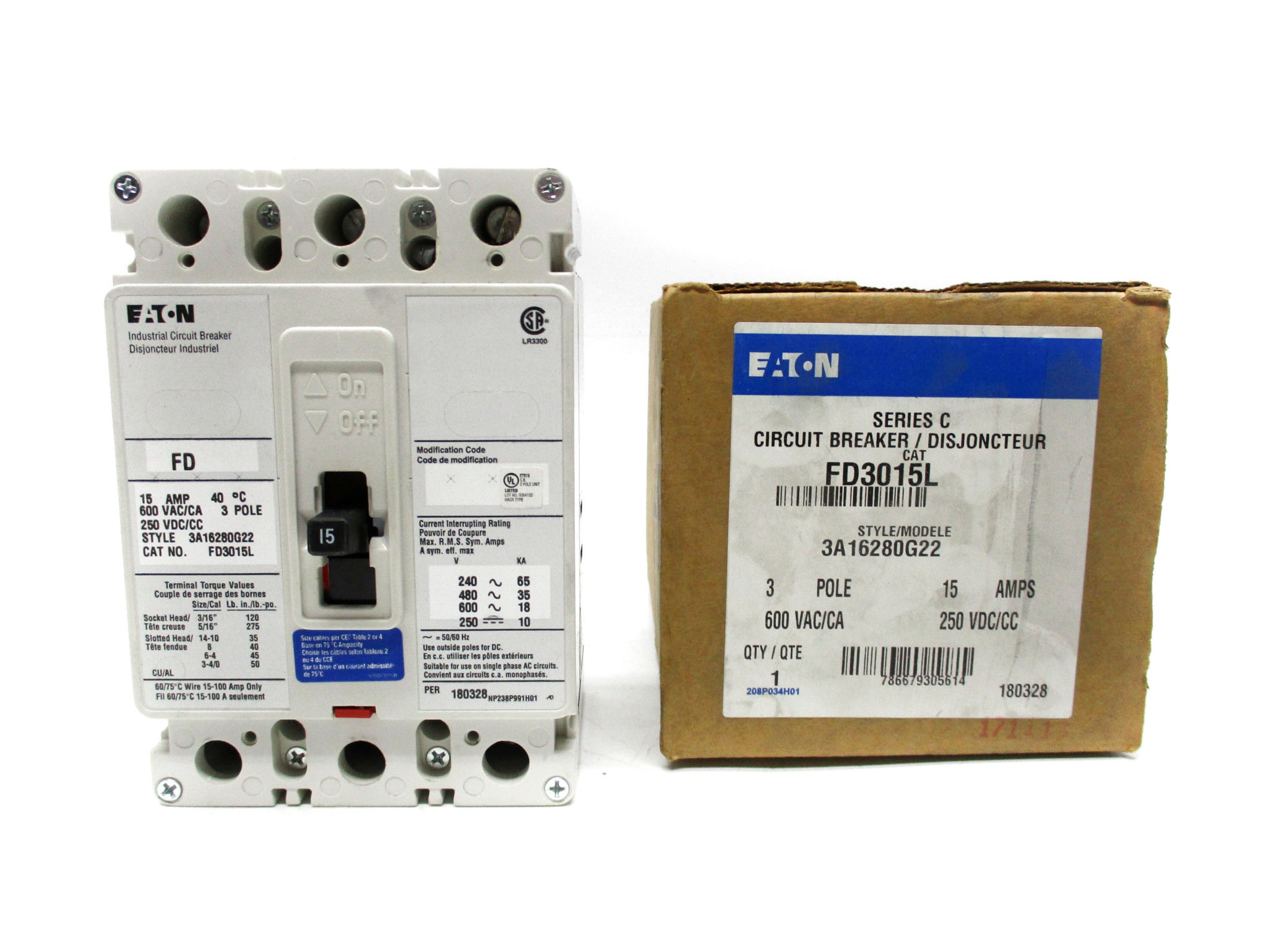 EATON FD3015L SER. C 15A 600VAC NSMP