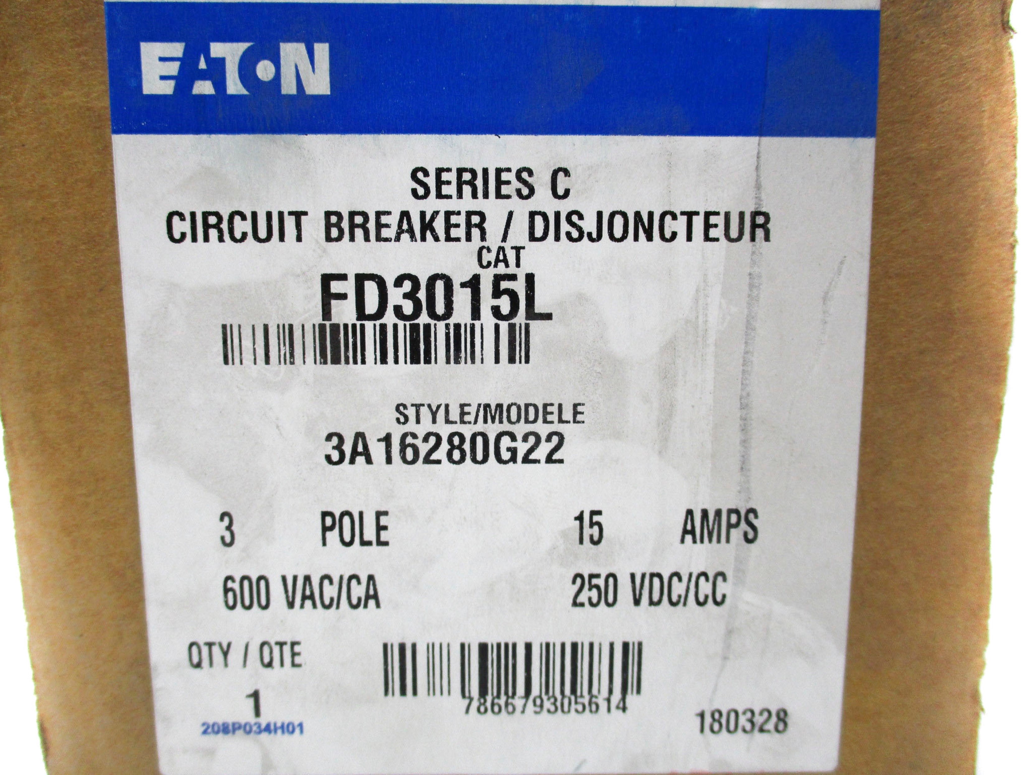 EATON FD3015L SER. C 15A 600VAC NSMP