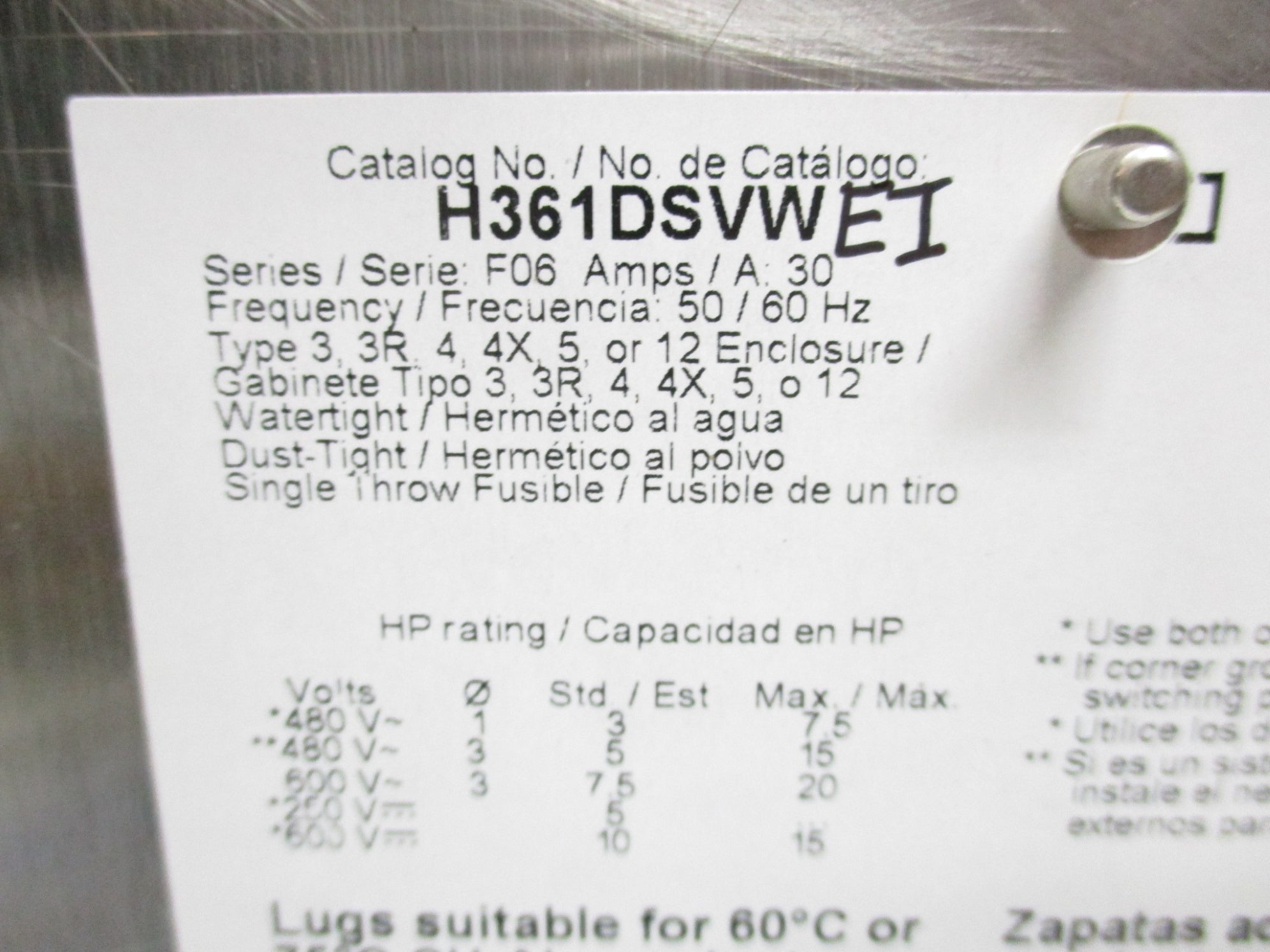SQUARE D H361DSVWEI NSNP