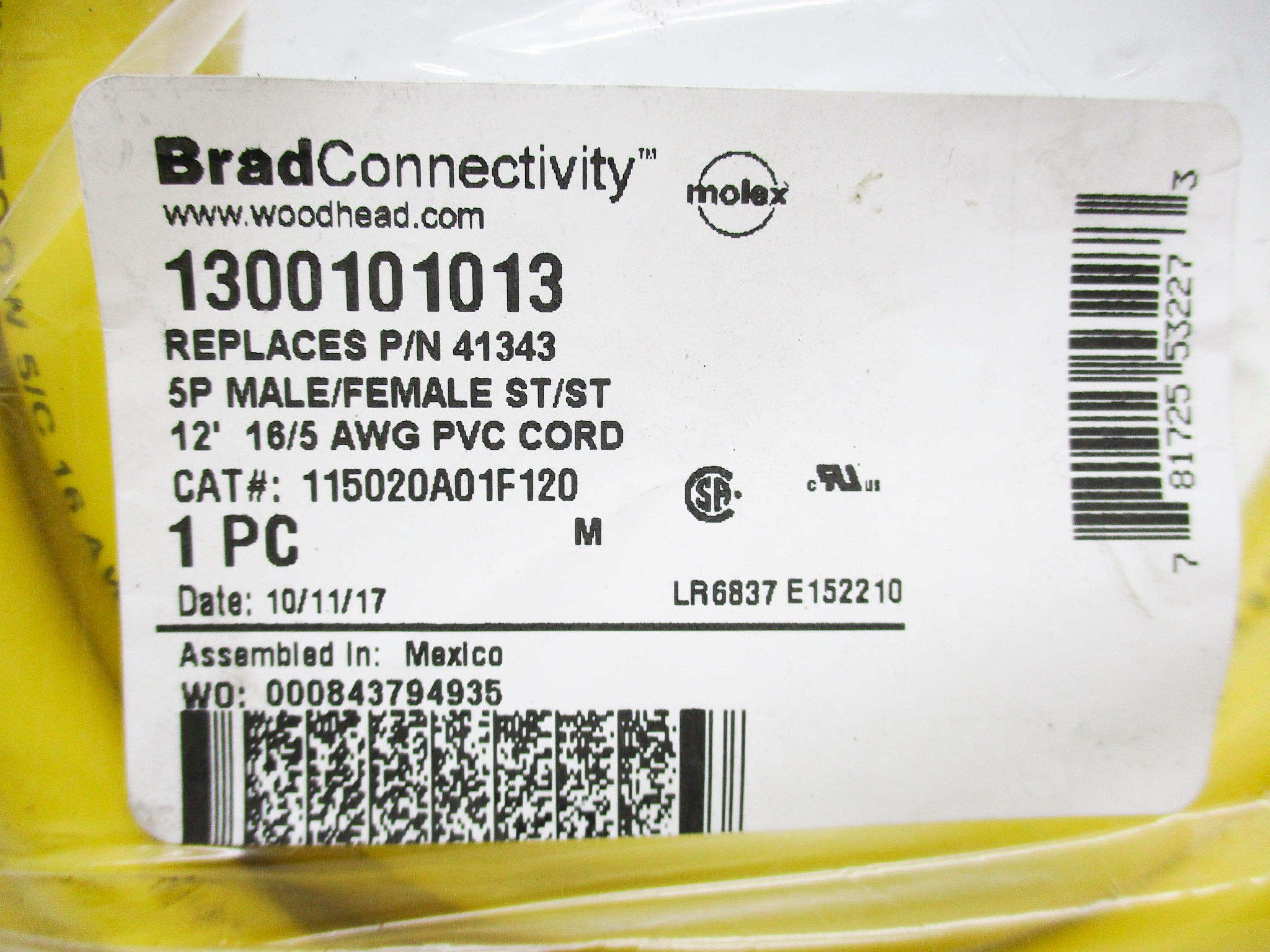 WOODHEAD 115020A01F120 NSMP