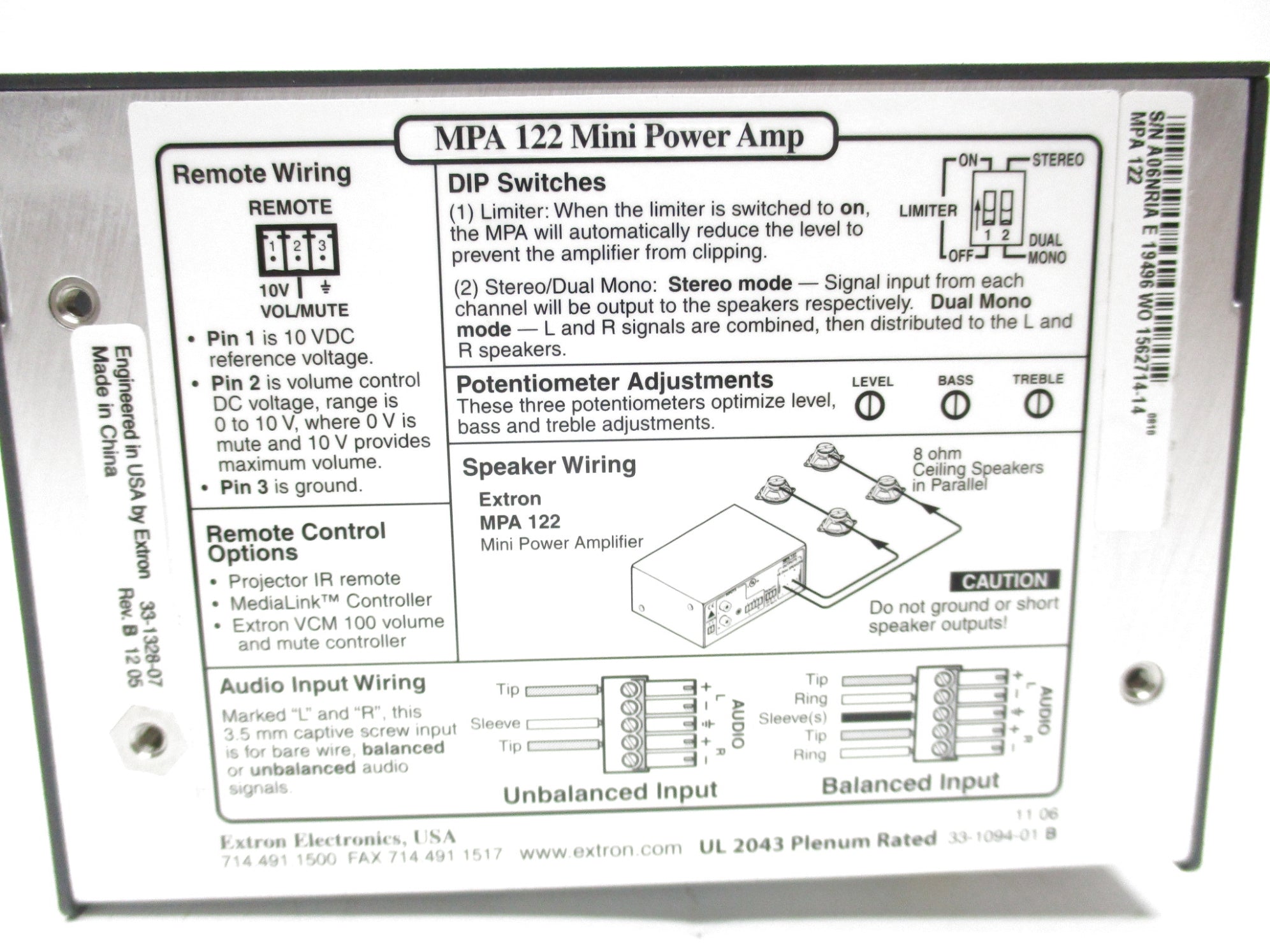 EXTRON MPA122 NSMP