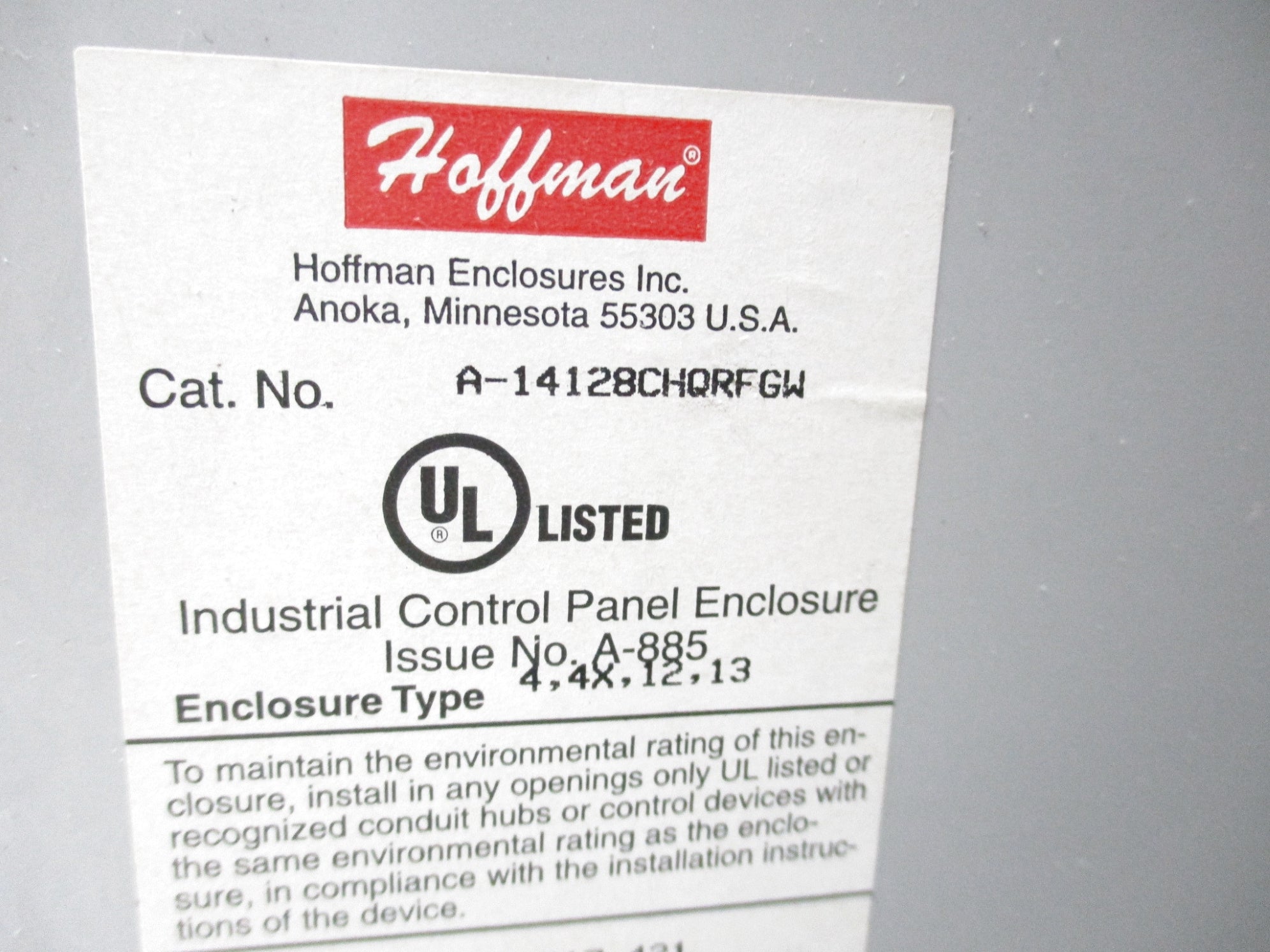 HOFFMAN A-14128CHQRFGW (AS PICTURED) NSNP