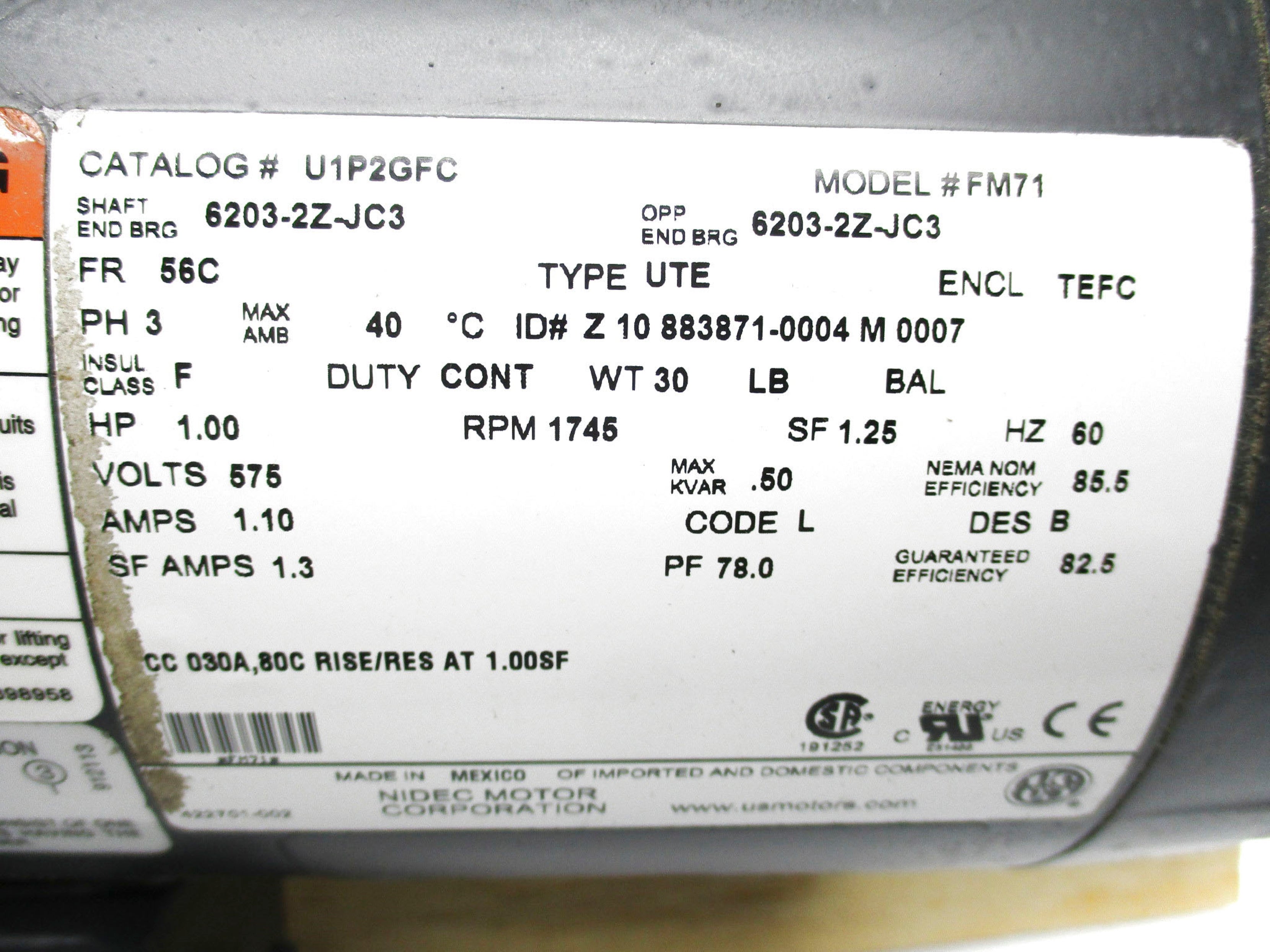 US MOTORS U1P2GFC NSMP