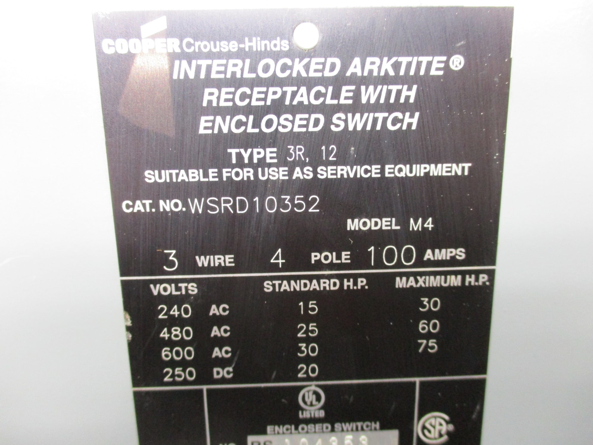 COOPER WSRD10352 NSNP
