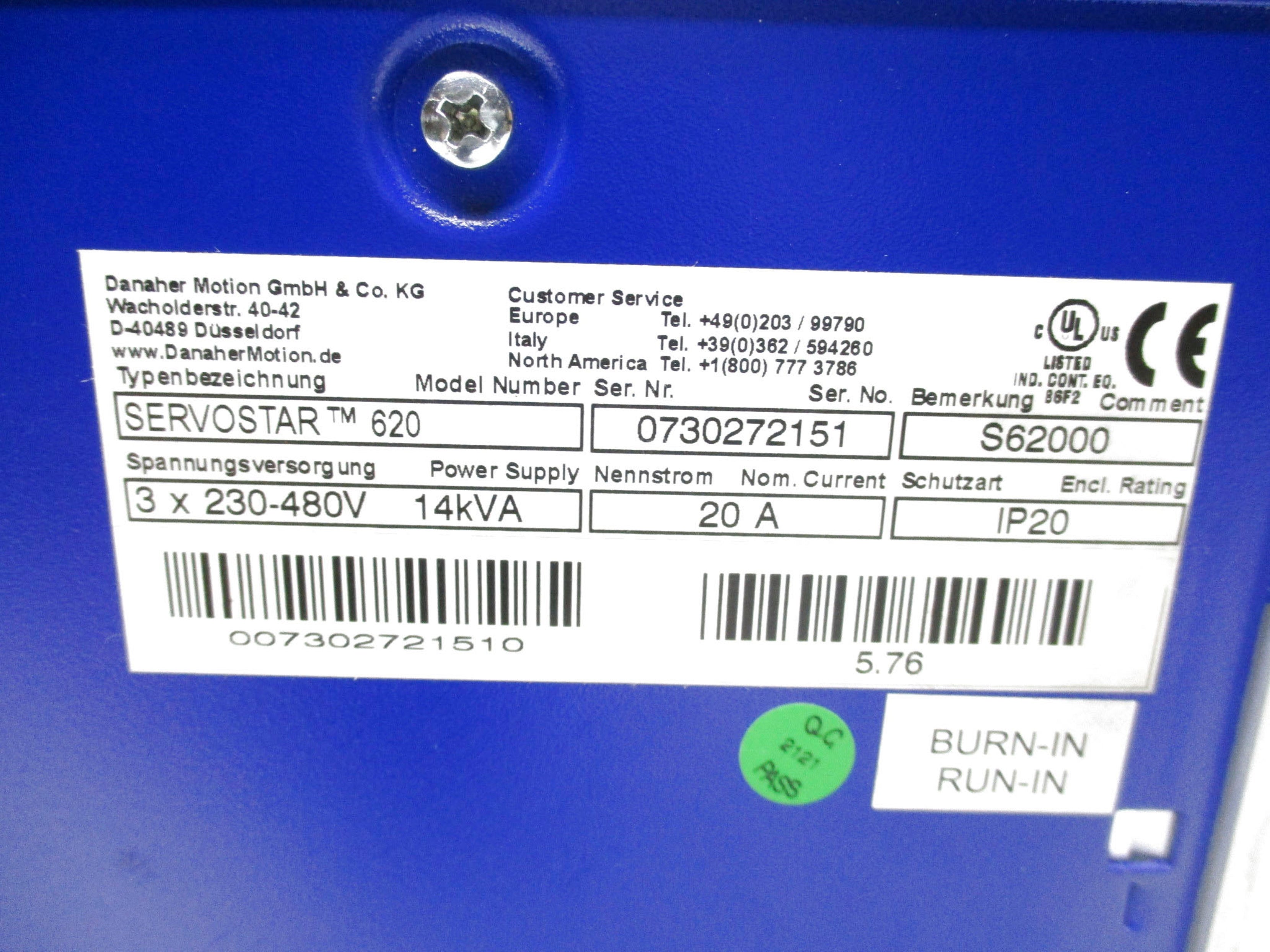 DANAHER MOTION SERVOSTAR 620 S62000 NSMP