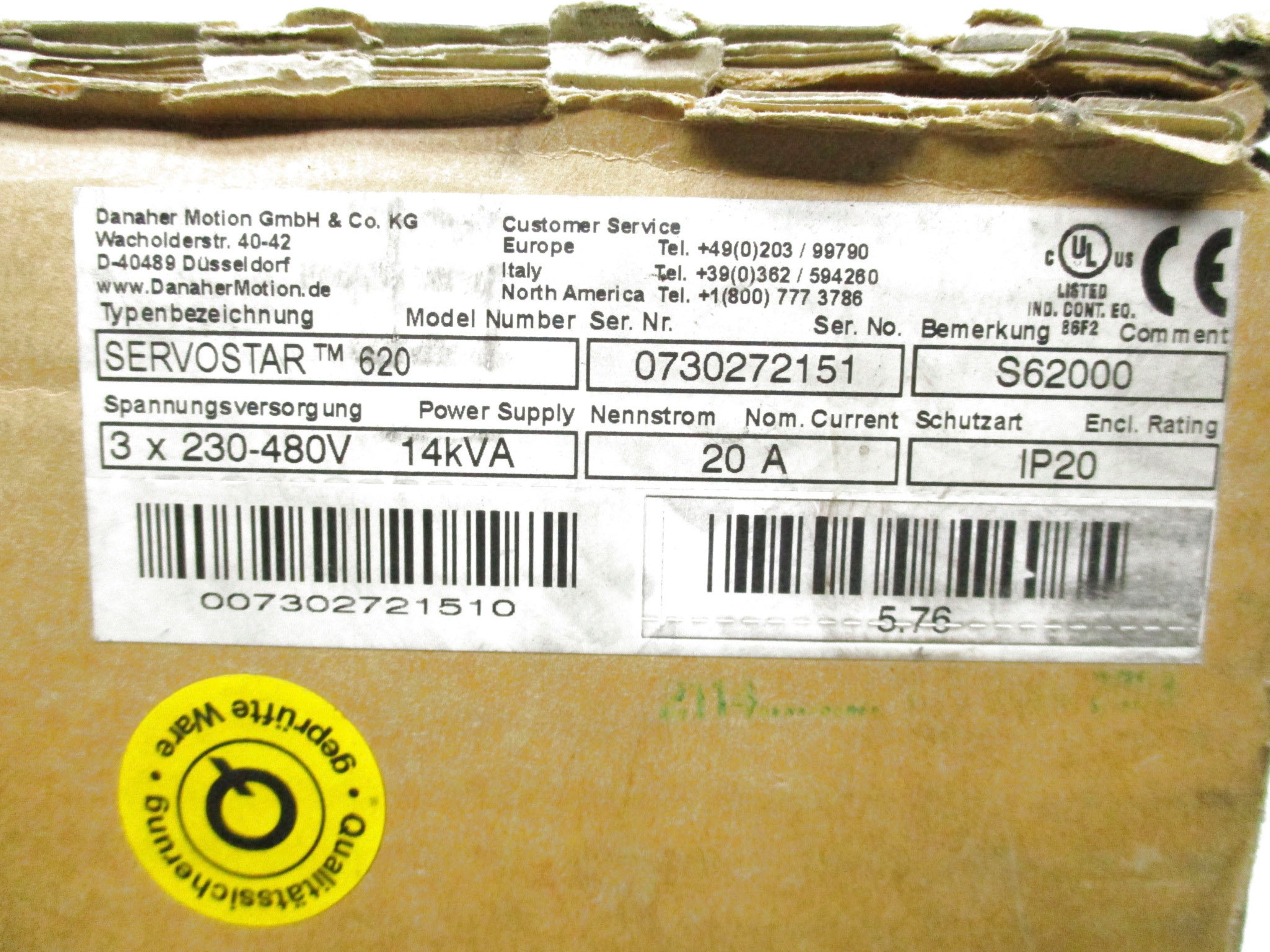 DANAHER MOTION SERVOSTAR 620 S62000 NSMP