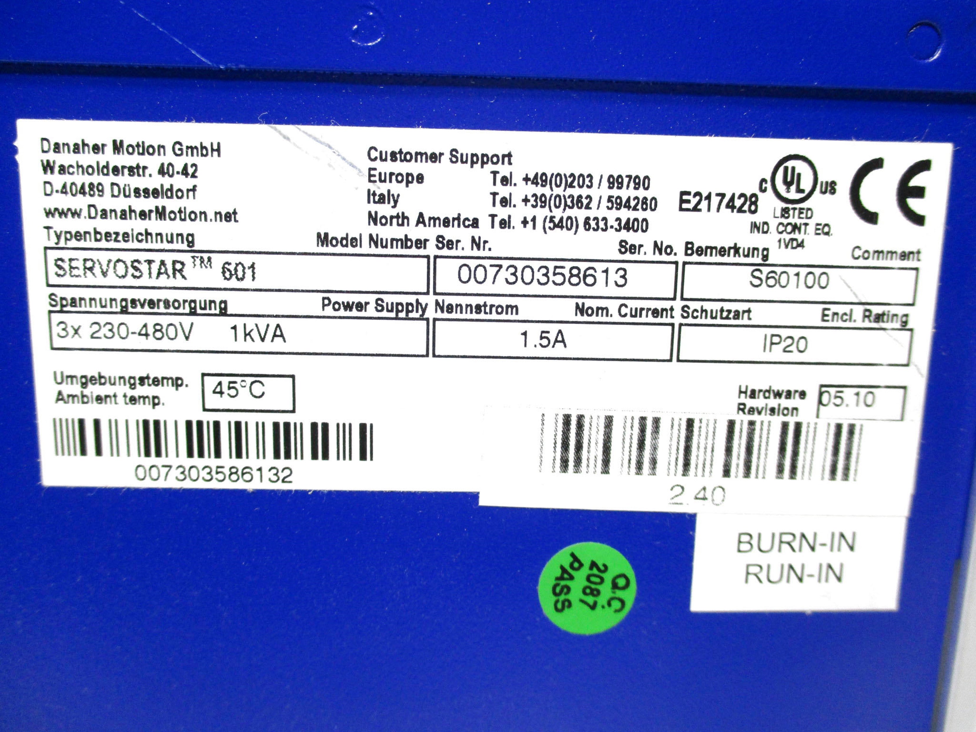 DANAHER MOTION SERVOSTAR 601 UNMP