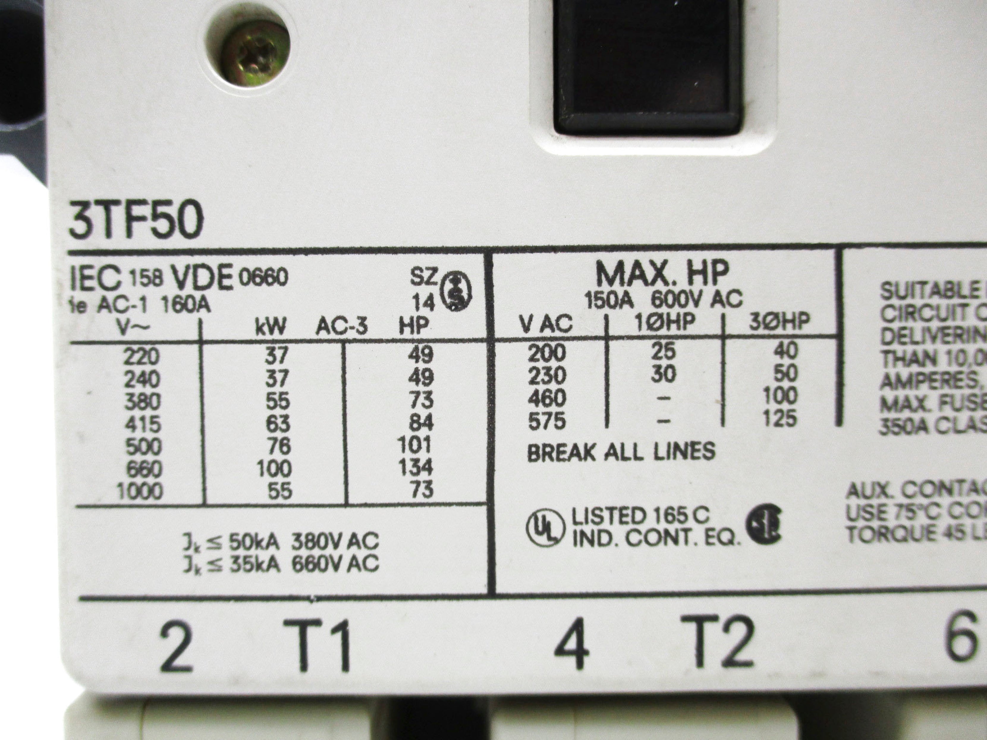 SIEMENS 3TF50 600V 150A (AS PICTURED) NSNP
