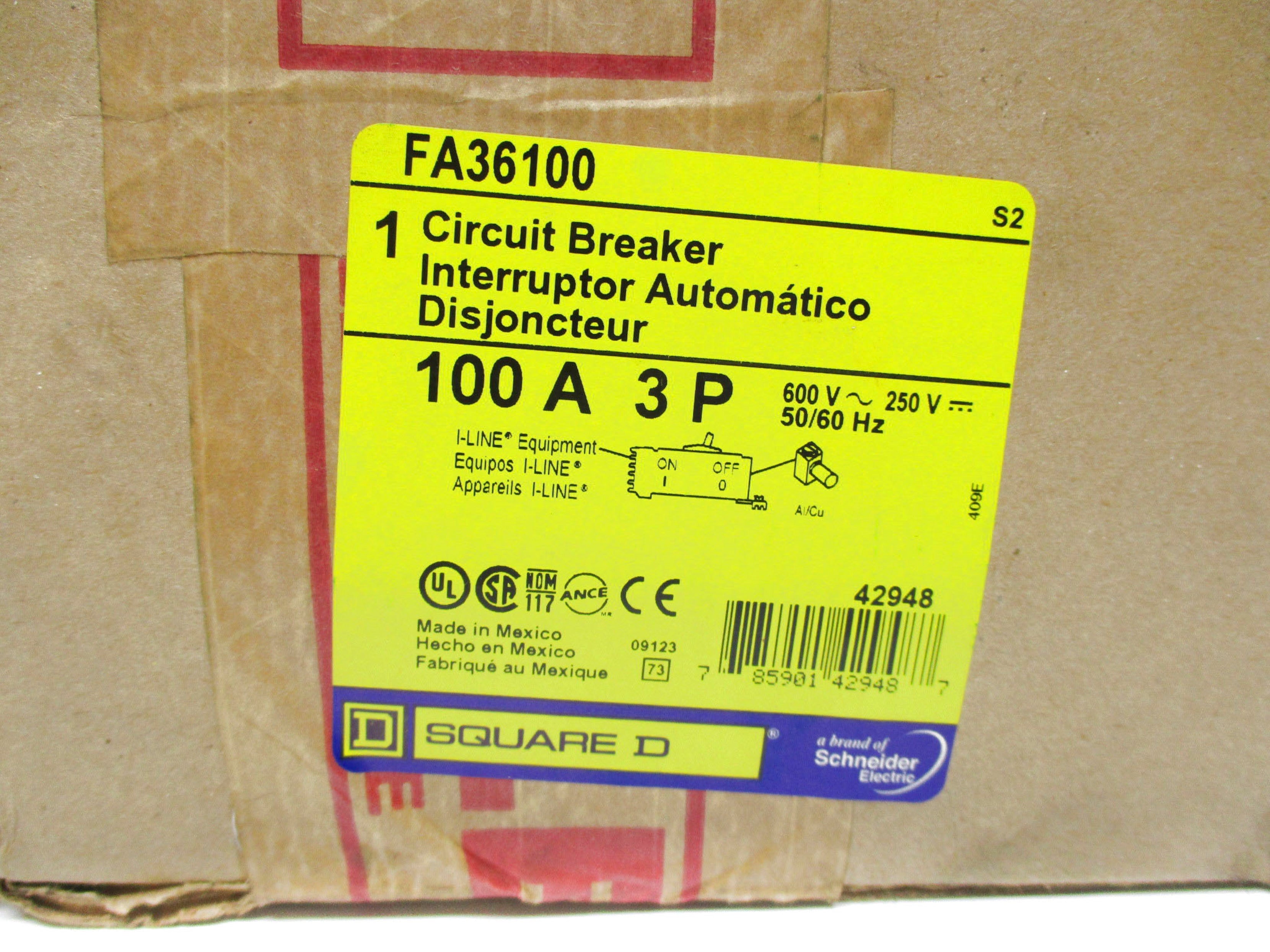 SQUARE D FA36100 SER. S2 100A 600V NSFS