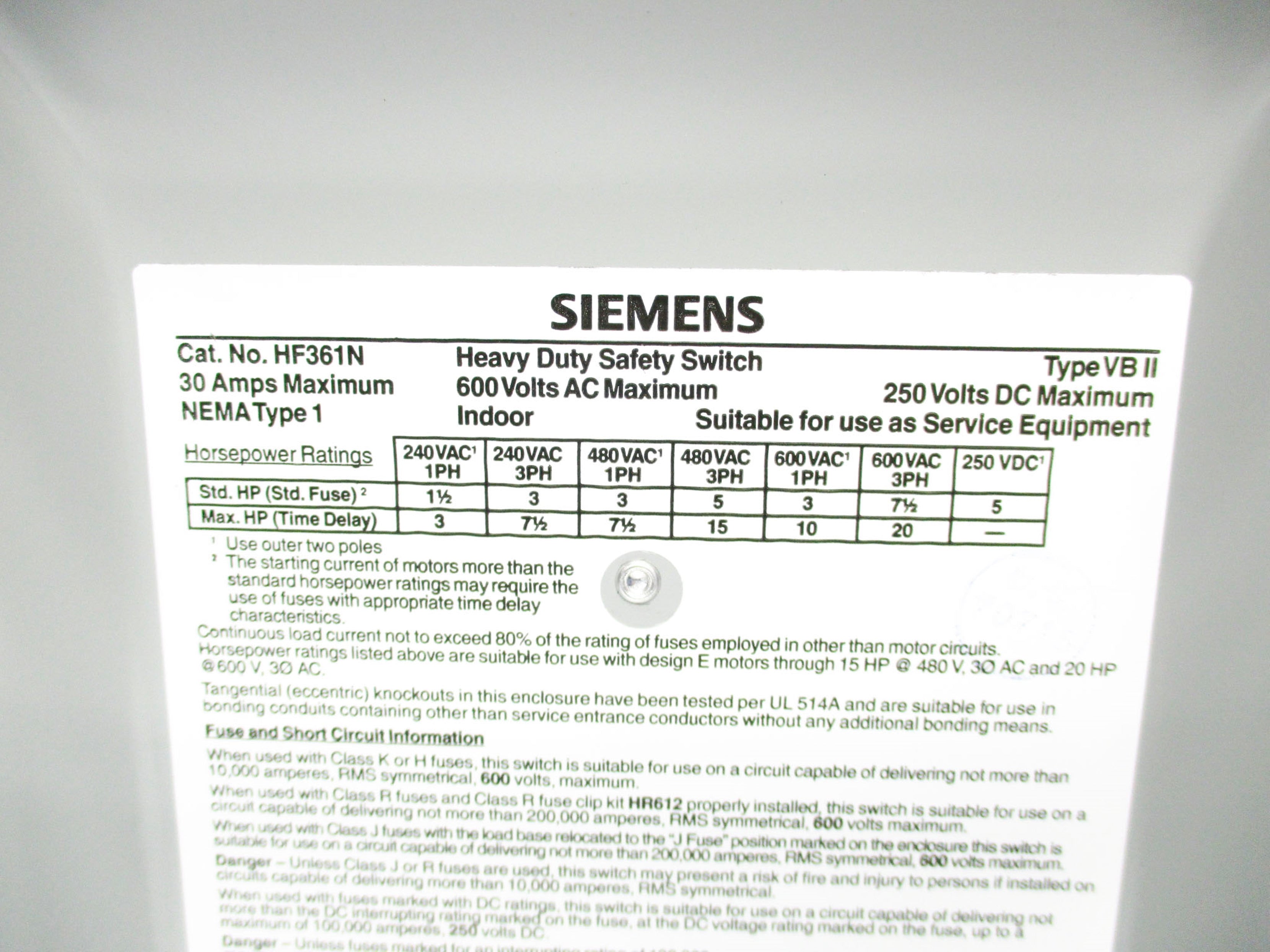 SIEMENS HF361N 600V 30A NSMP