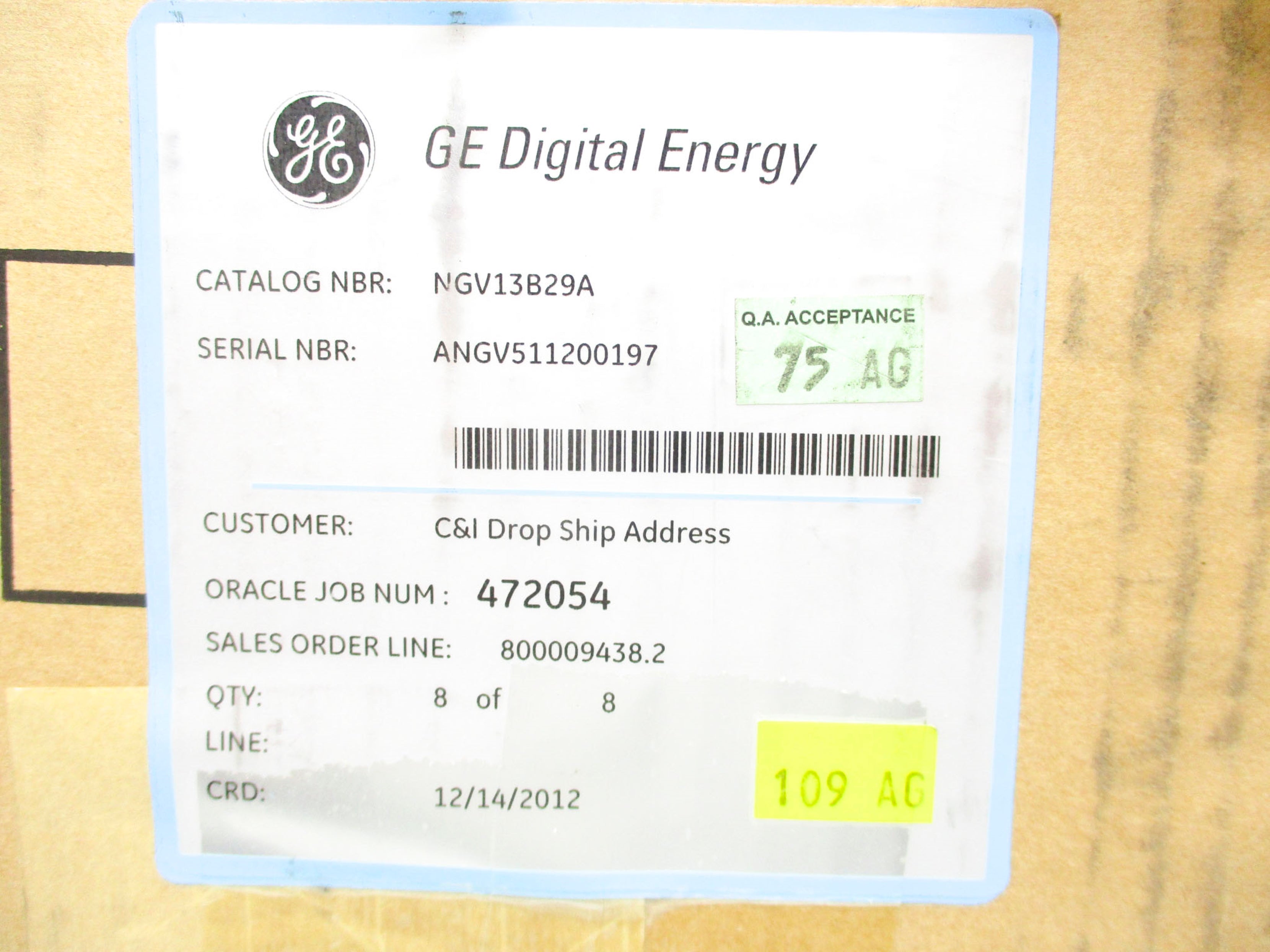 GENERAL ELECTRIC NGV13B29A NSMP