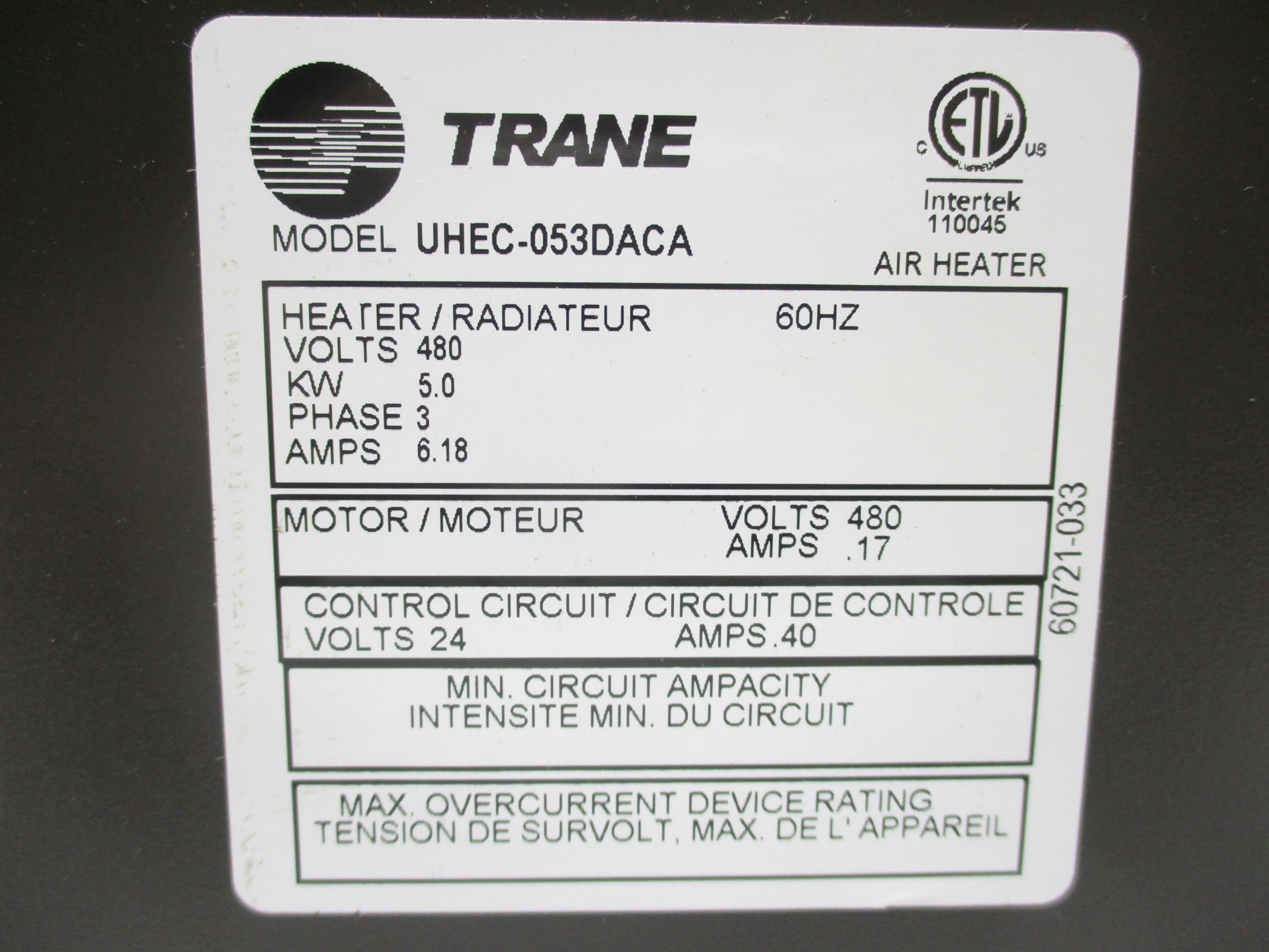 TRANE UHEC-053DACA NSMP
