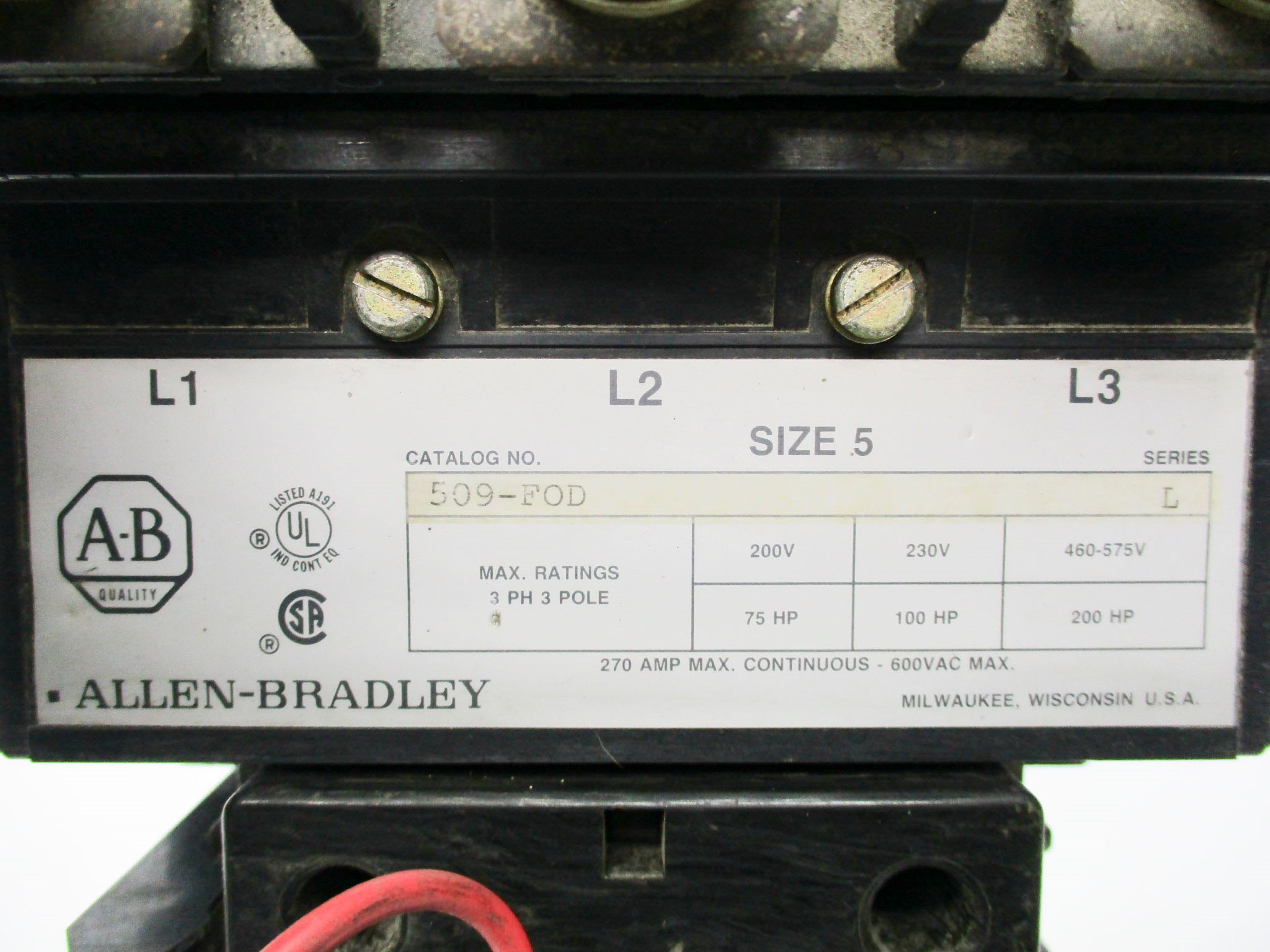ALLEN BRADLEY 509-FOD SER. L UNMP