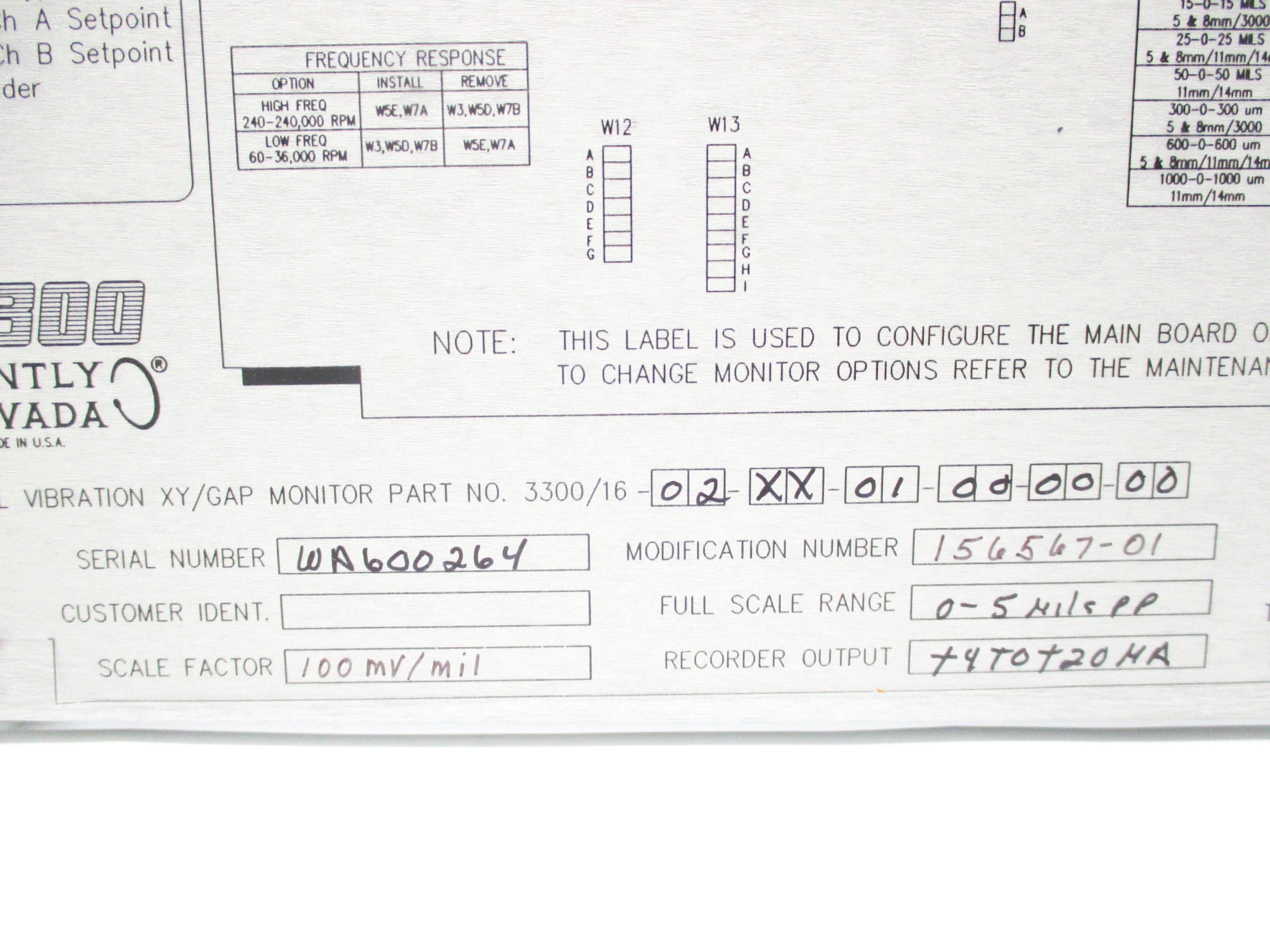 BENTLY NEVADA 3300/16-02-XX-01-00-00-00 NSNP